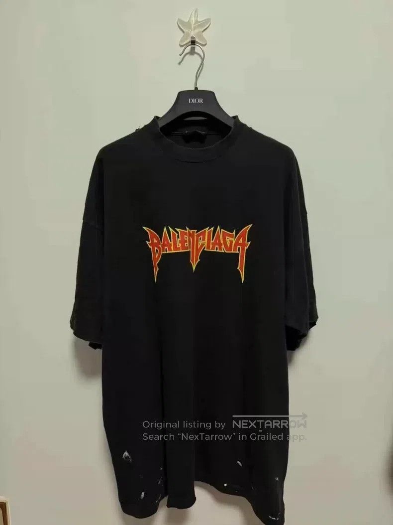 Balenciaga Balenciaga Black flame splatter short-sleeved T-shirt Size US L / EU 52-54 / 3 - 1 Thumbnail