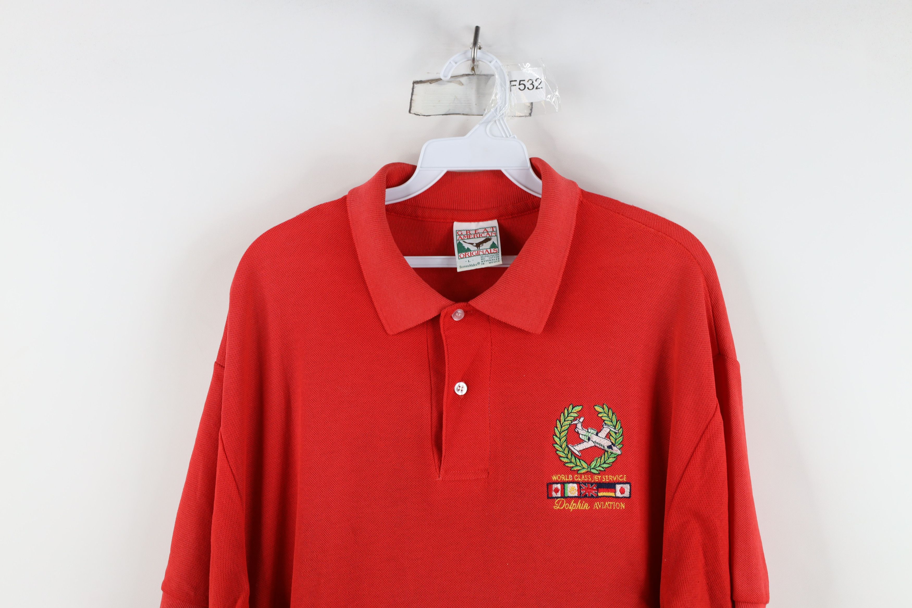 Vintage Vintage 80s 90s Dolphin Aviation Jet Service Polo Shirt Red Size US L / EU 52-54 / 3 - 2 Thumbnail