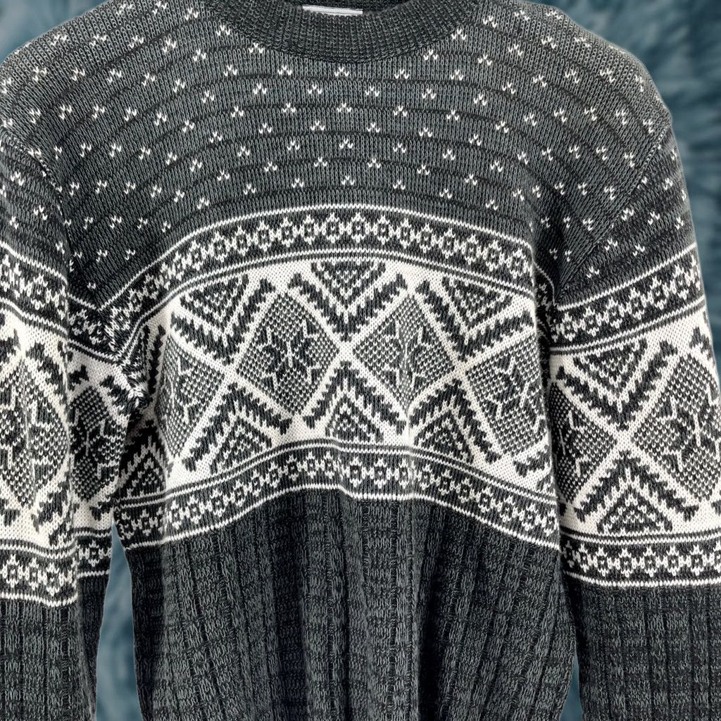 Vintage VINTAGE Rob Winter Sweater Mens L Gray Fair Isle Birds Eye Acrylic Size US L / EU 52-54 / 3 - 1 Thumbnail