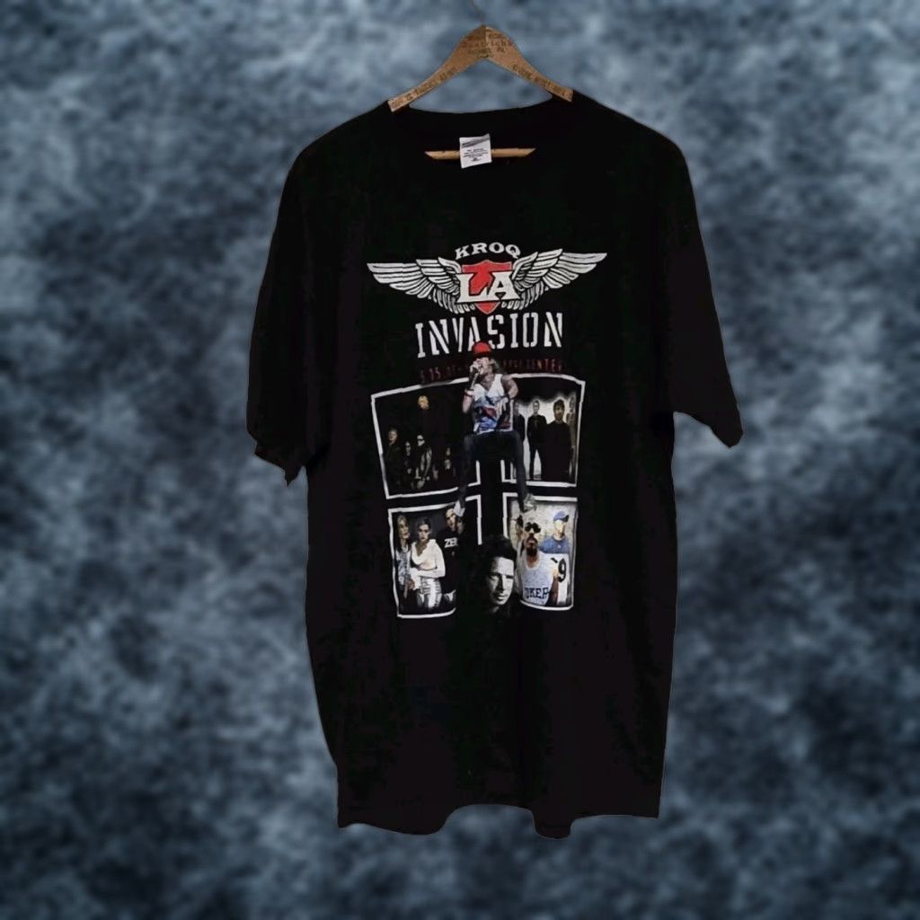 Vintage KROQ LA Invasion Tour T-Shirt XL Black Band Music Men Short Sleeve 2007 Smashing Pumpkins Kid Rock Foo Fighter Rare Size US XL / EU 56 / 4 - 1 Thumbnail
