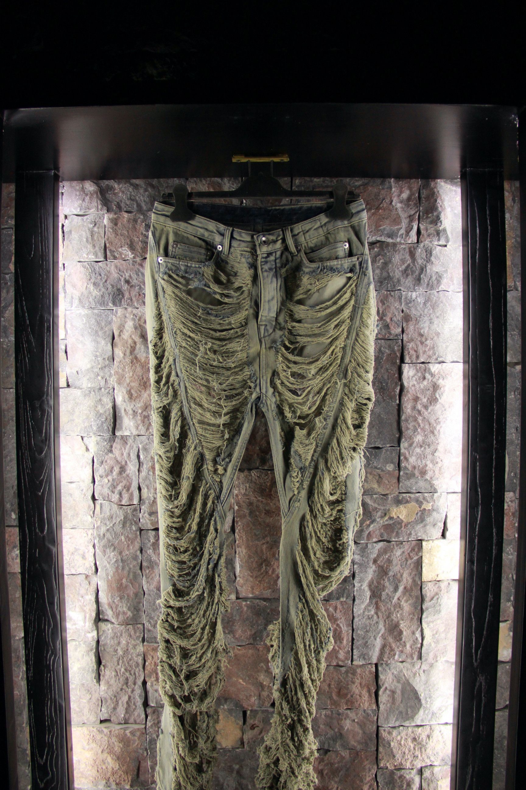 Rick Owens Drkshdw Rick Owens Bela Shredded Wide Leg Jeans Size US 31 - 1 Thumbnail