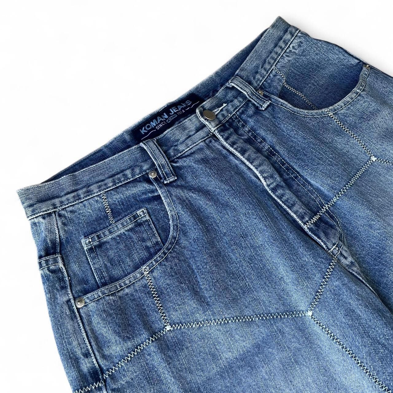 Other Vintage Koman Baggy Patchwork Stitch Jeans Size US 34 / EU 50 - 3 Thumbnail