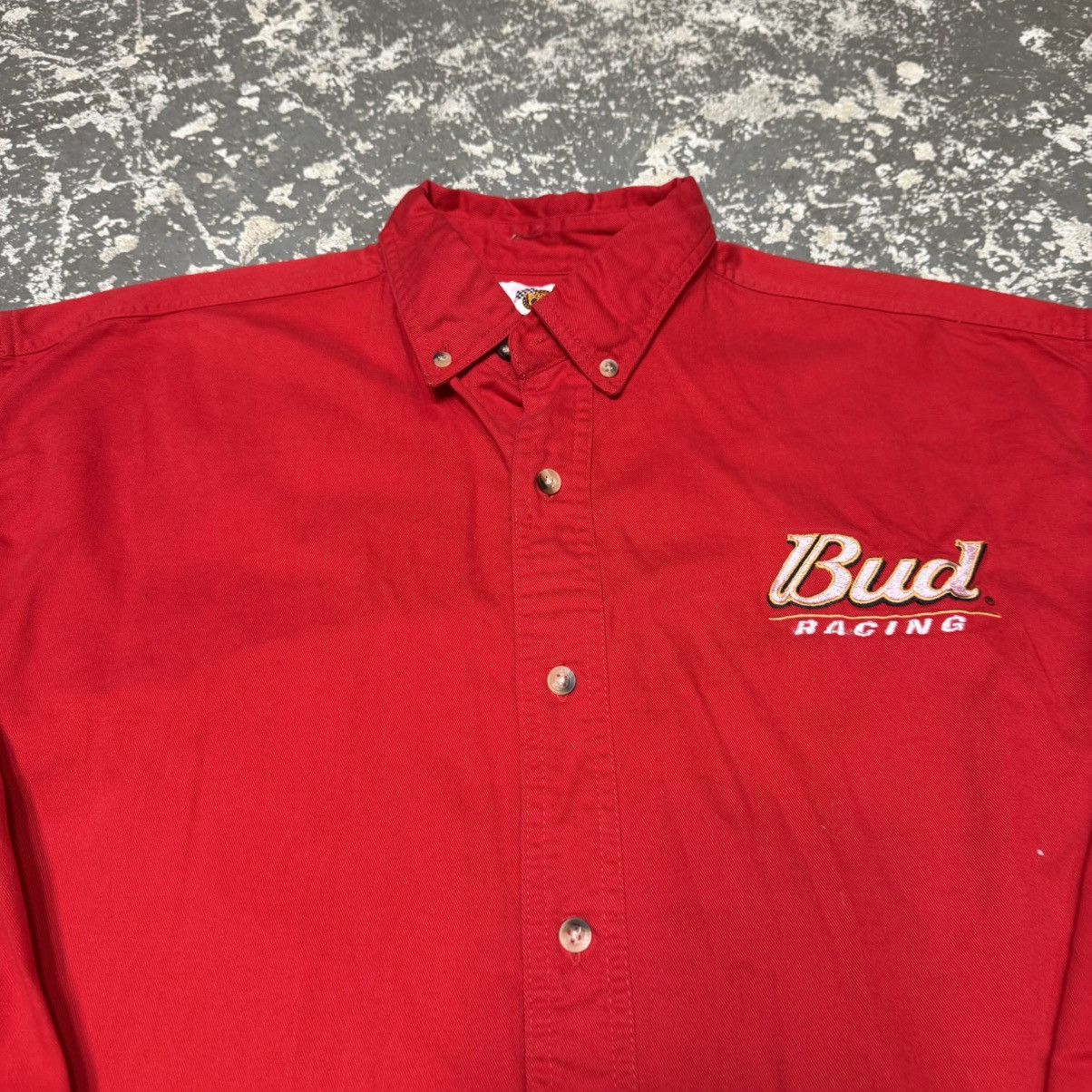 NASCAR Vintage Budweiser Racing Red Botton Up Nascar Shirt Size US XL / EU 56 / 4 - 9 Thumbnail