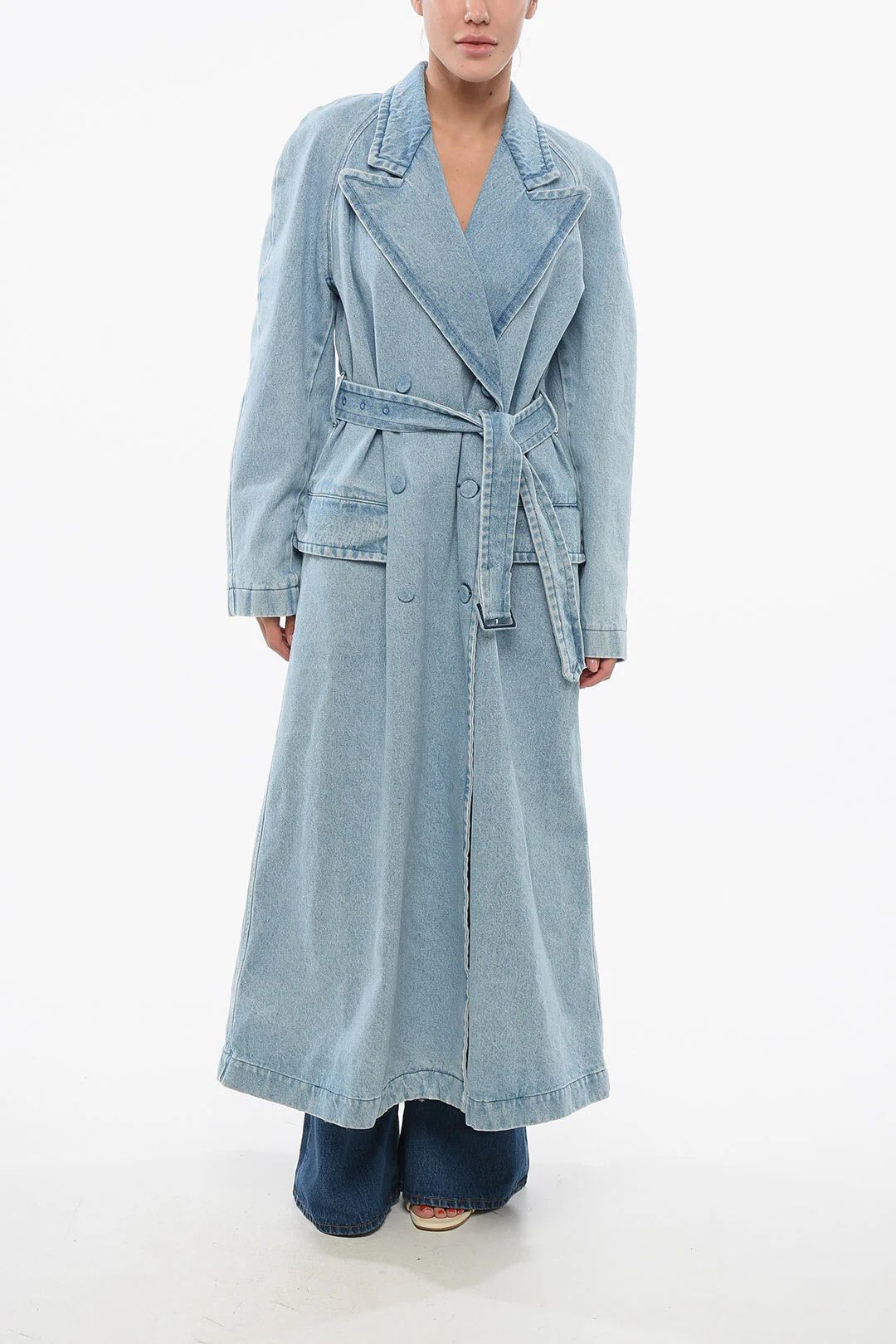 Dries Van Noten og1mm0426 Double-Breasted Denim Coat in Light Blue Size XS / US 0-2 / IT 36-38 - 1 Thumbnail