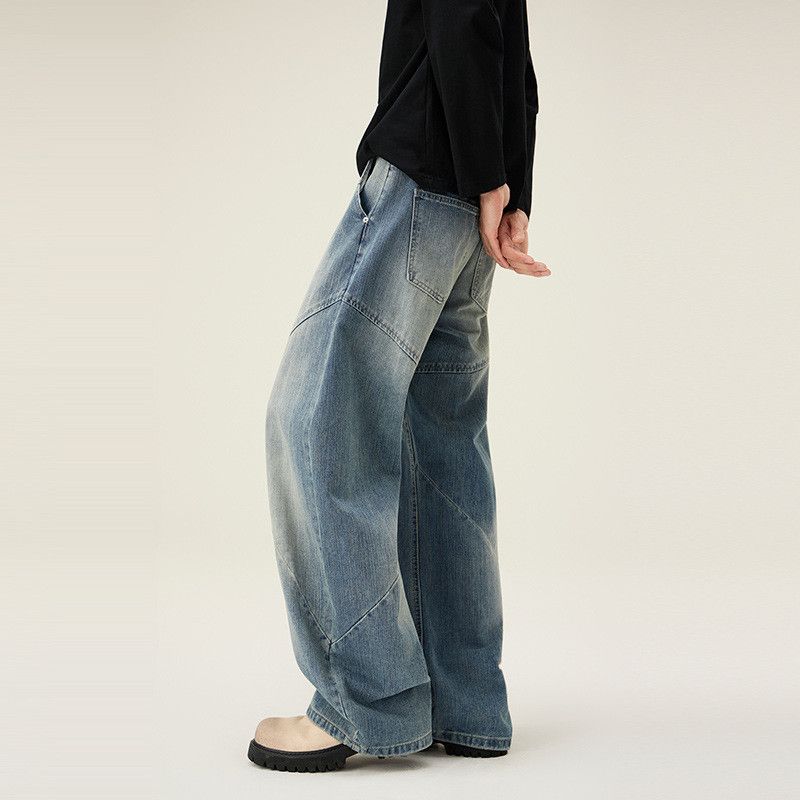 Vintage American retro washed distressed curved jeans for men Size US 32 / EU 48 - 5 Thumbnail
