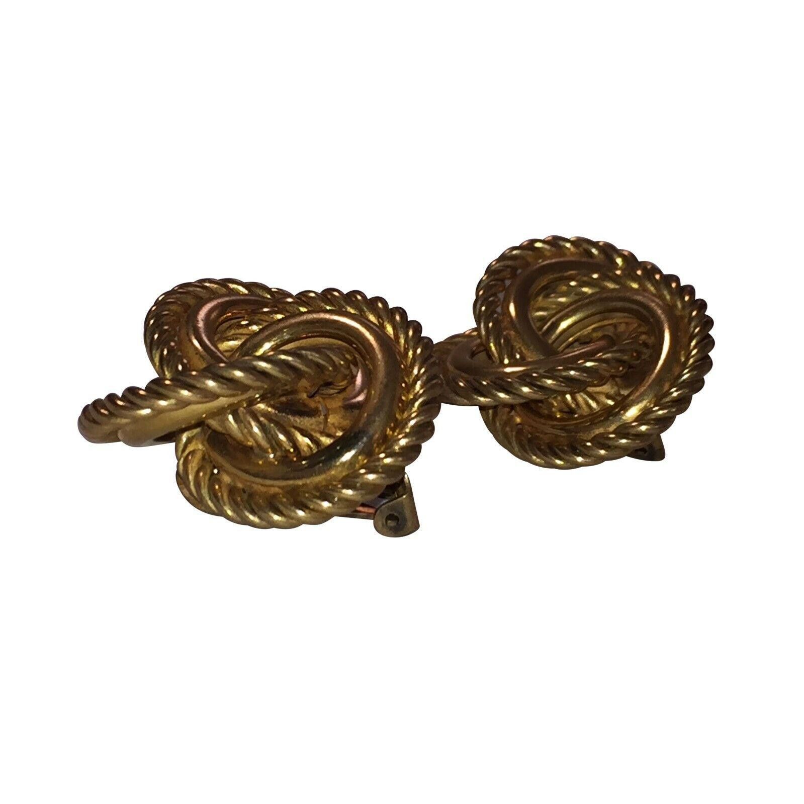 Designer Miriam Haskell Love Knot Interwoven Brass Earrings Size ONE SIZE - 2 Thumbnail