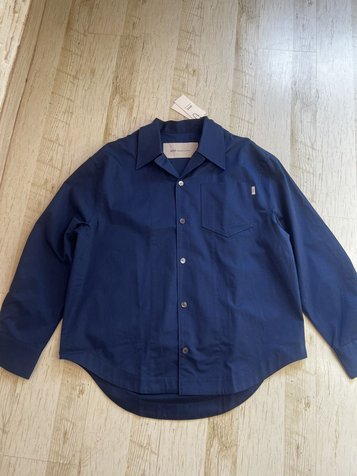 AMI Ami Oversized Cotton Shirt Dark Navy Pocket Unisex Size M Size US M / EU 48-50 / 2 - 4 Thumbnail