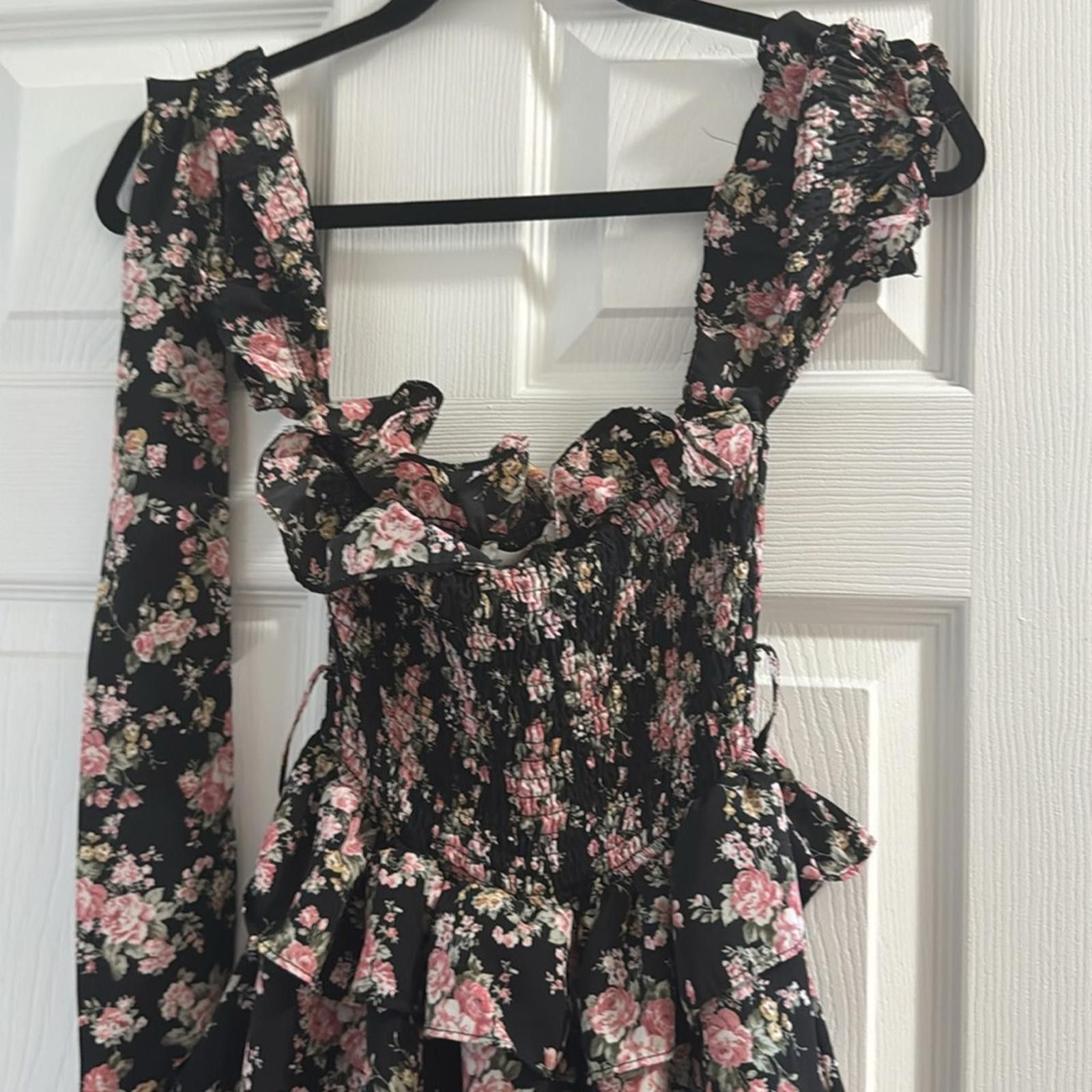Designer Pink and White Off-Shoulder Ruffled Maxi Dress Size S / US 4 / IT 40 - 3 Thumbnail