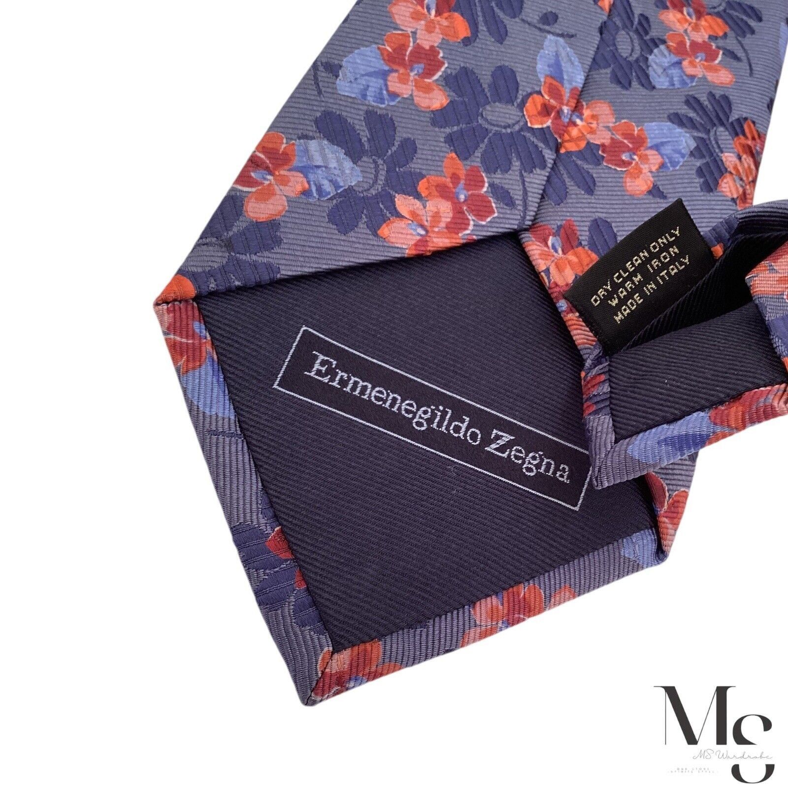 Ermenegildo Zegna ERMENEGILDO ZEGNA Purple & Orange Floral Silk Tie Italy Size ONE SIZE - 5 Thumbnail