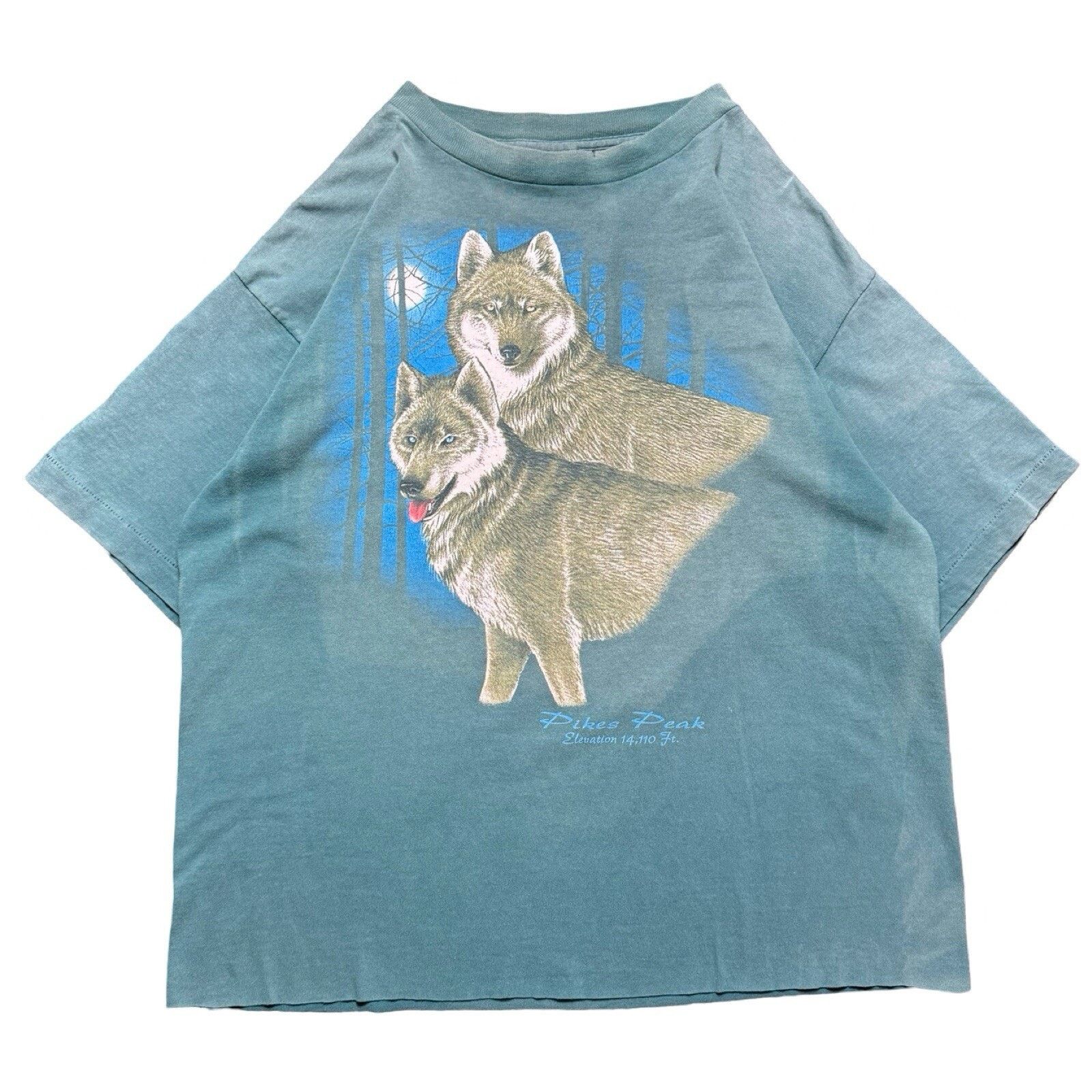 Vintage Vintage 90s Pikes Peak Faded Green Wolf Graphic T Shirt L Size US L / EU 52-54 / 3 - 1 Thumbnail