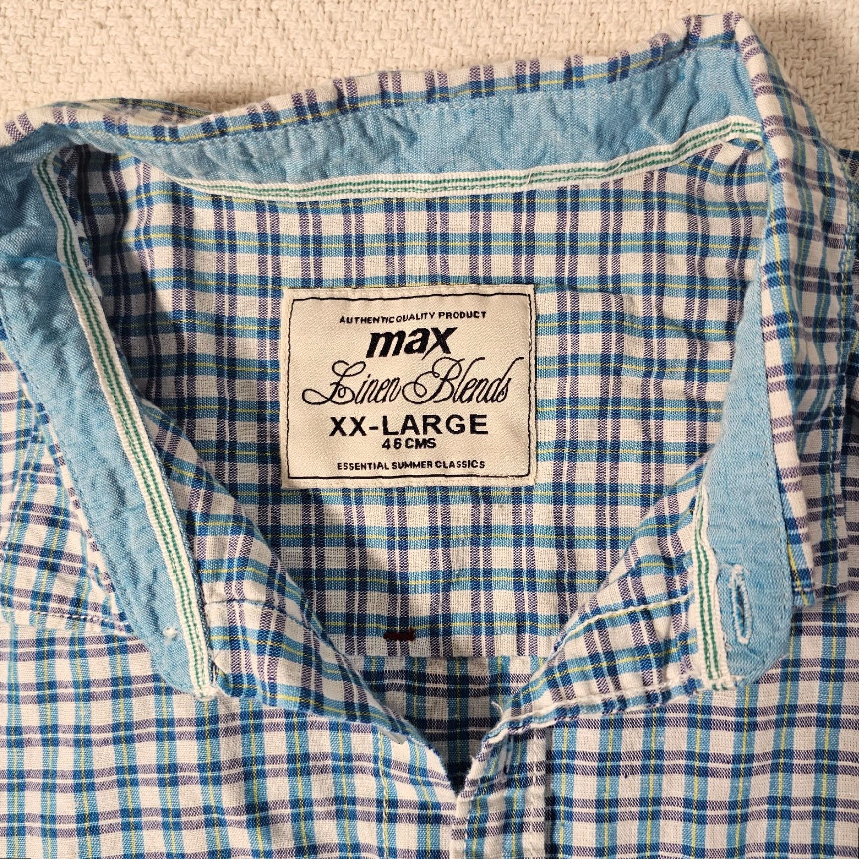 Vintage Max Button Down Shirt Plaid Men 2XL Slim Long Sleeve Cotton Linen Size US XXL / EU 58 / 5 - 2 Thumbnail