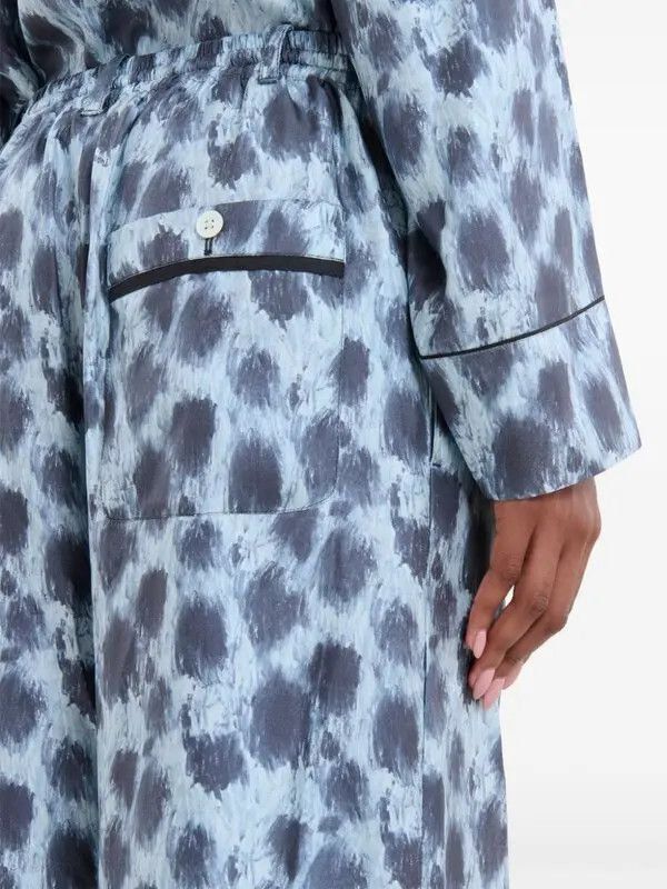 Marni o1w1db11125 Silk Wide-Leg Trousers in Blue Size 28" / US 6 / IT 42 - 4 Thumbnail