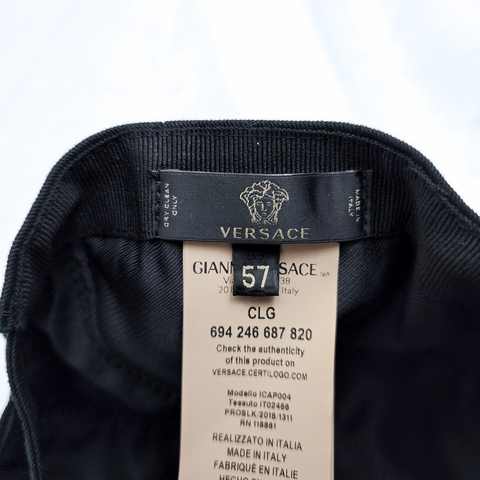 Versace Versace Vintage Logo Baseball Cap Black | Size M | MSRP $360 Size ONE SIZE - 7 Thumbnail