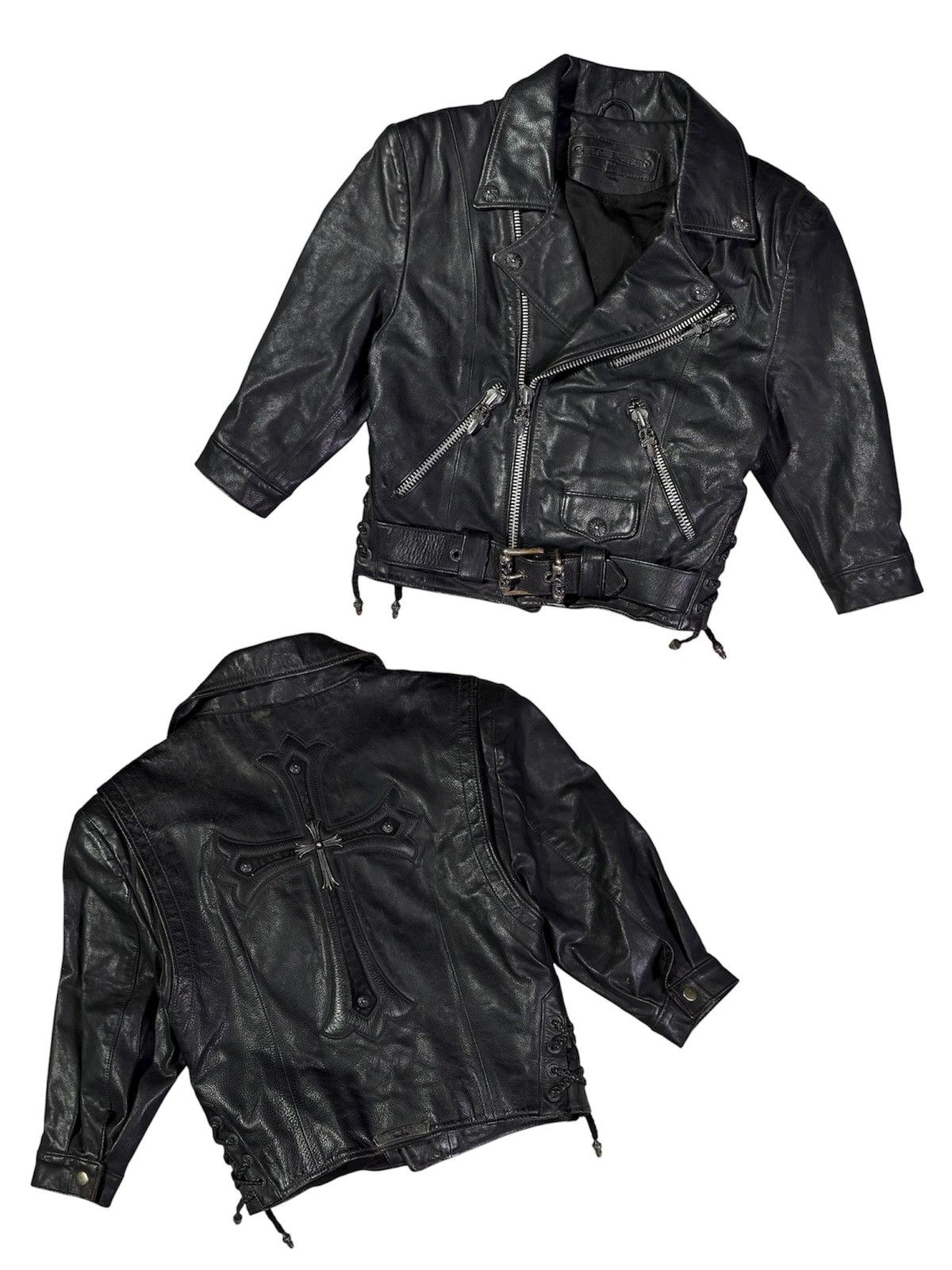 Chrome Hearts Chrome Hearts - Big Cross Belted Leather Biker Jacket Size US S / EU 44-46 / 1 - 4 Thumbnail