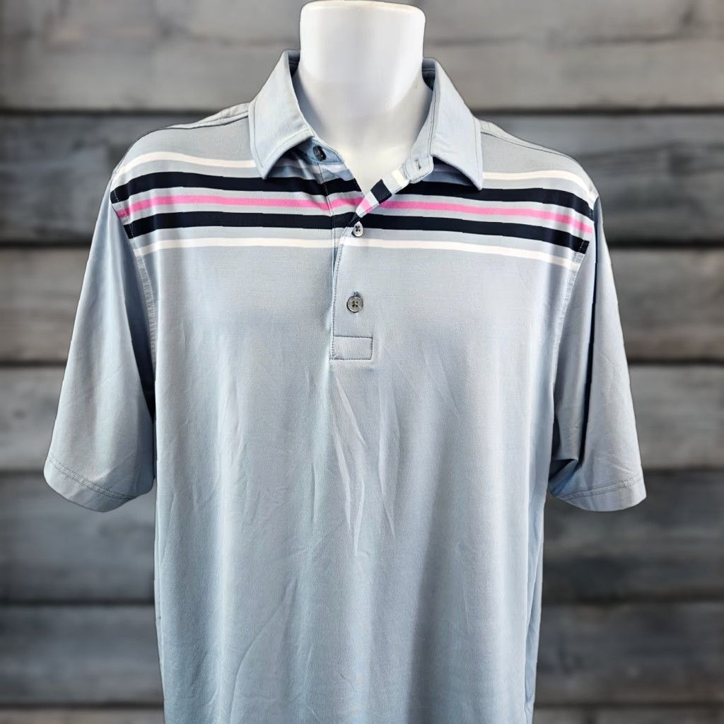 Footjoy FootJoy Mens Polo Short Sleeve Sz M Blue Pink Stripe Multicolor Striped Shirt Mens Size US M / EU 48-50 / 2 - 1 Thumbnail