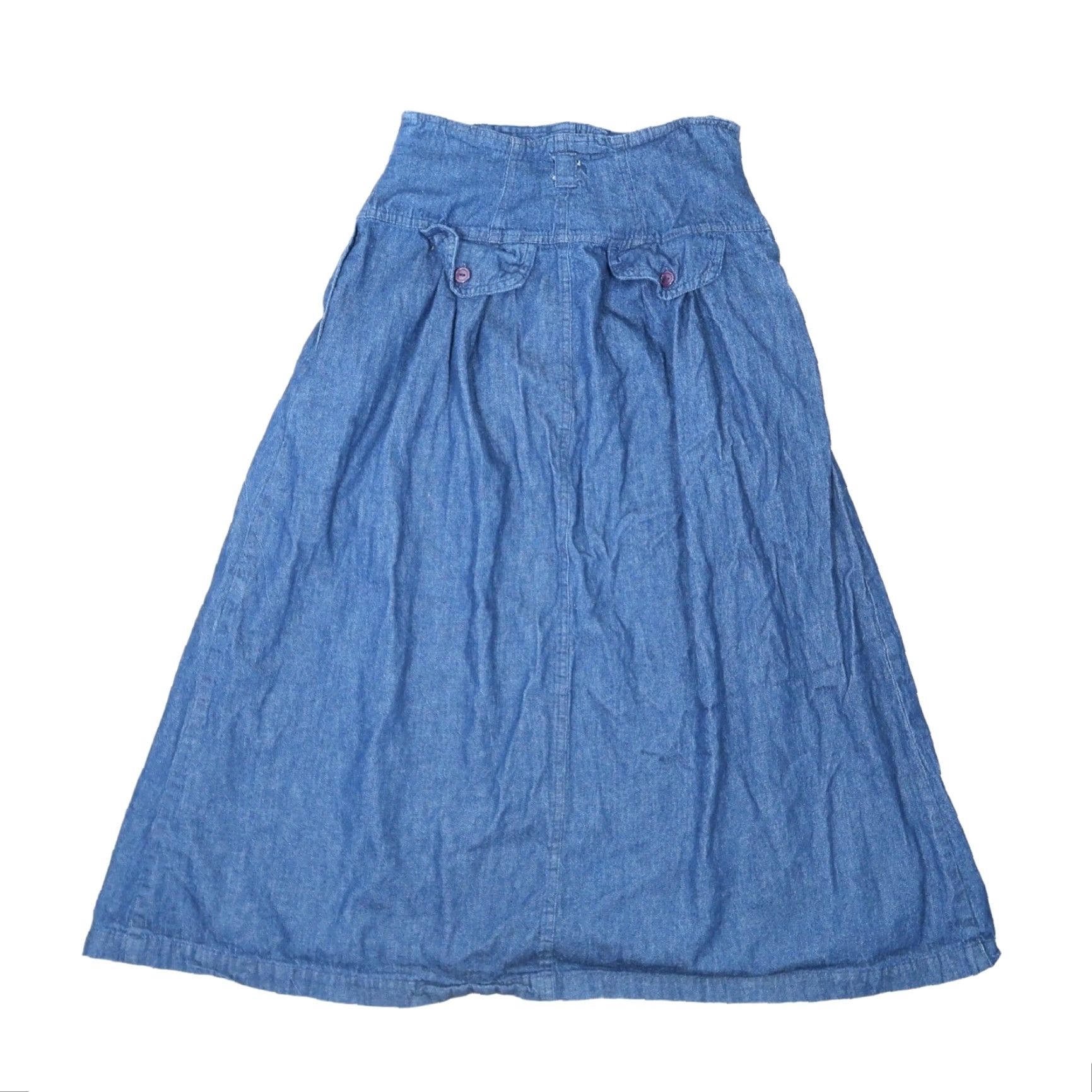 Denime VINTAGE Dark Wash Blue Denim A-line Western Midi Skirt 8 1980s Casual Cotton Womens/Girls (if applicable) Size 27" / US 4 / IT 40 - 3 Thumbnail