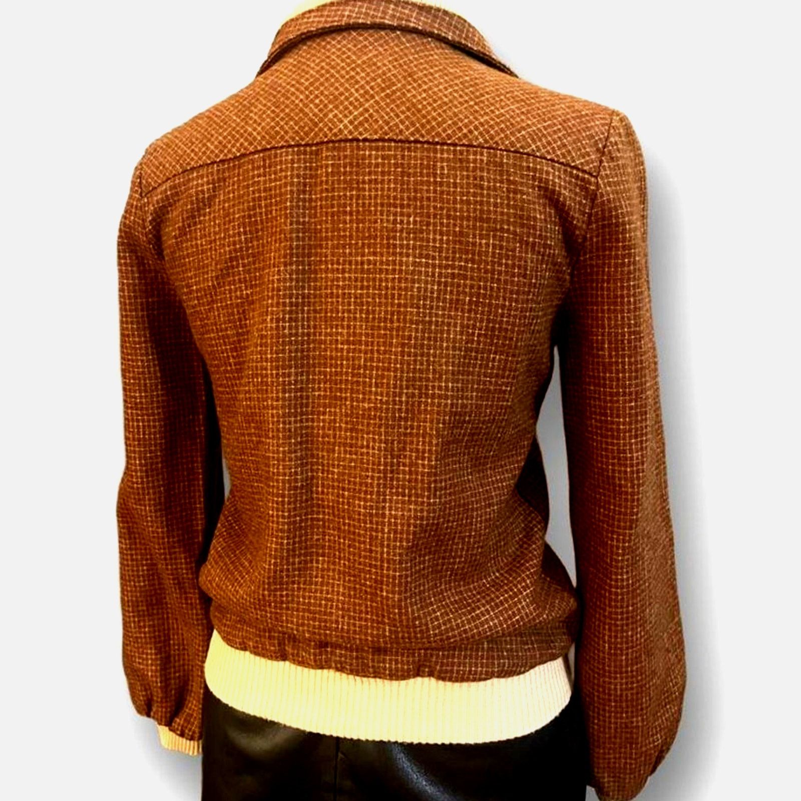 Other Vtg. '70s Checkered Brown Wool Varsity Style Jacket Size US S / EU 44-46 / 1 - 3 Thumbnail