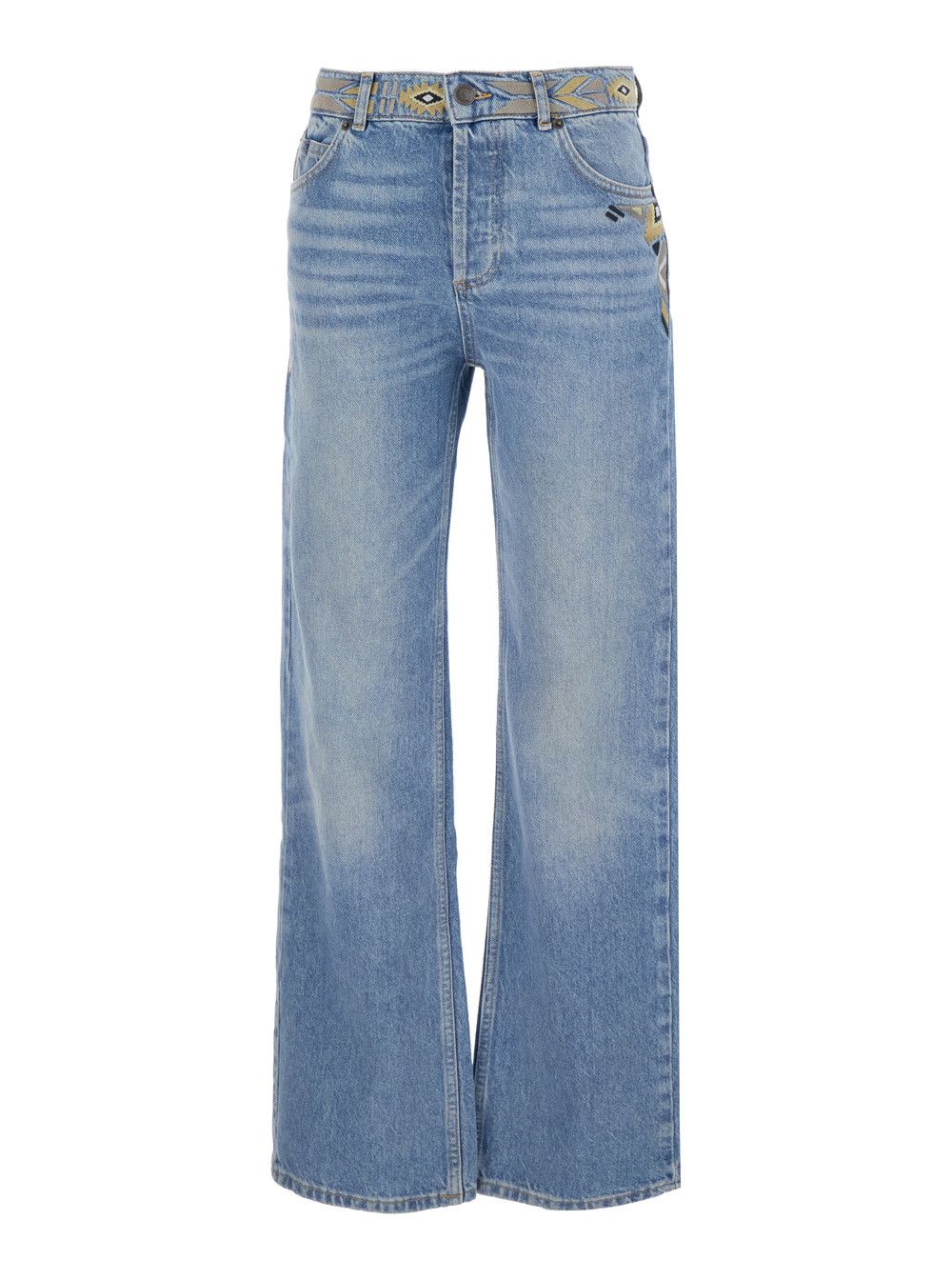 ba&sh 'Rize' Blue Jeans with Embroidery Details and Five-Pocket Design in Cotton Woman Size 28" / US 6 / IT 42 - 1 Thumbnail