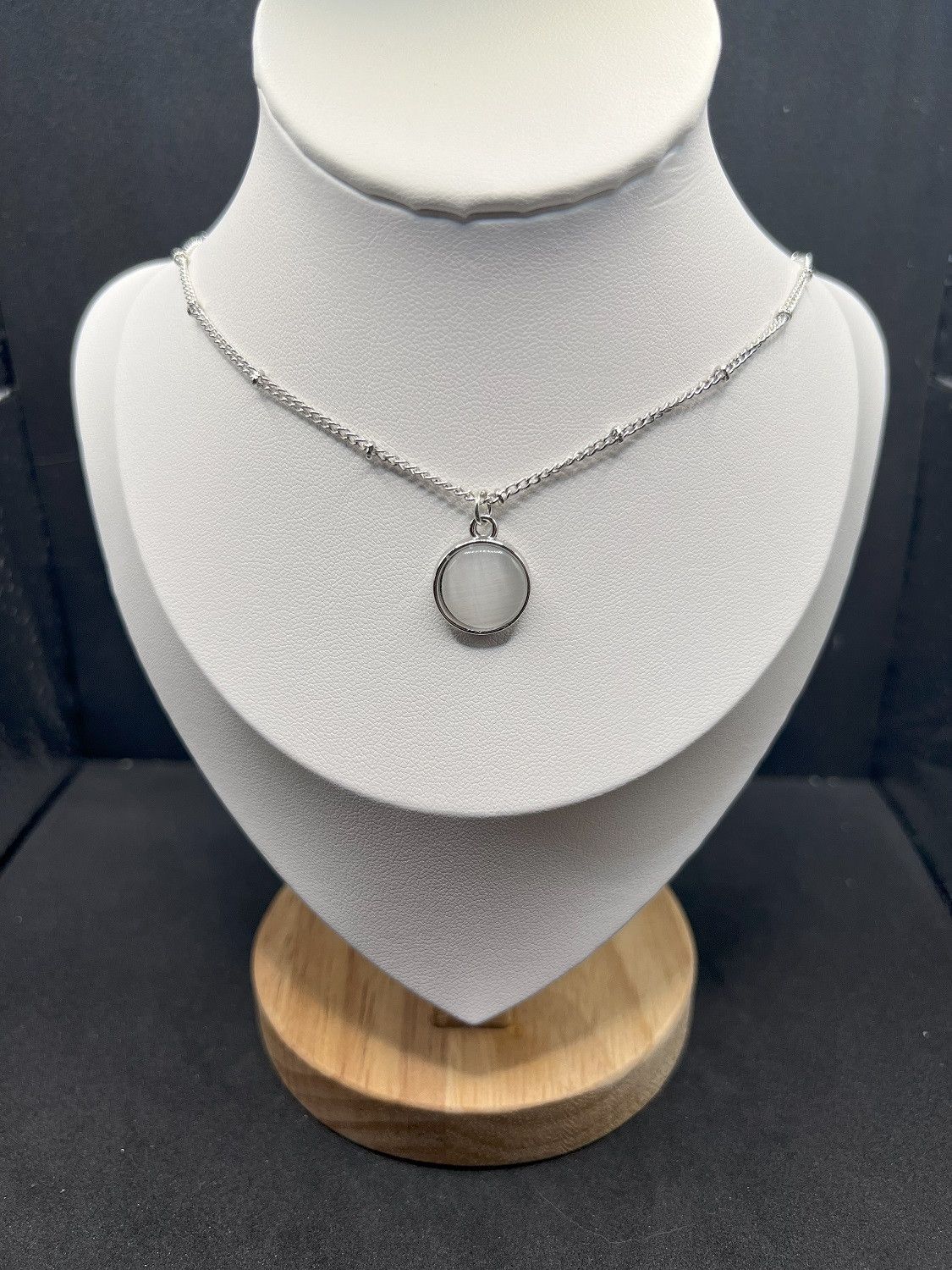 Jewelry x Vintage Moon Crystal Silver Chain Necklace in White, Men's