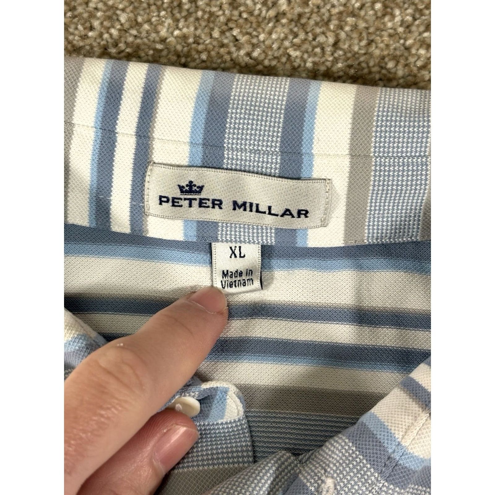 Peter Millar Peter Millar Polo Shirt Blue White Striped Embroidered Performance Golf • Sz XL Size US XL / EU 56 / 4 - 4 Thumbnail