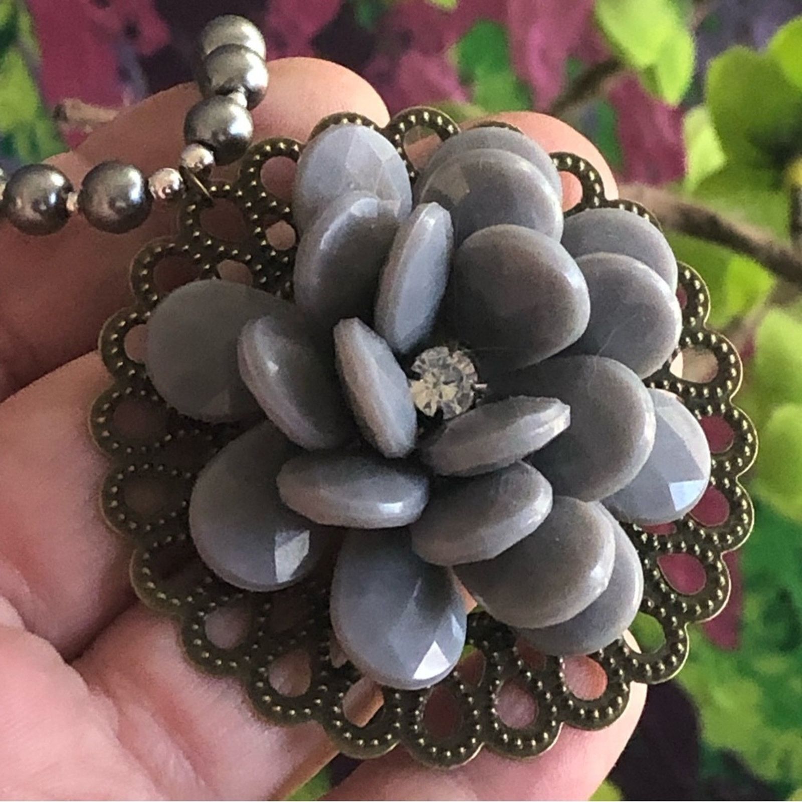 Handmade Handcrafted repurpose faceted floral Pearl necklace Size ONE SIZE - 8 Thumbnail