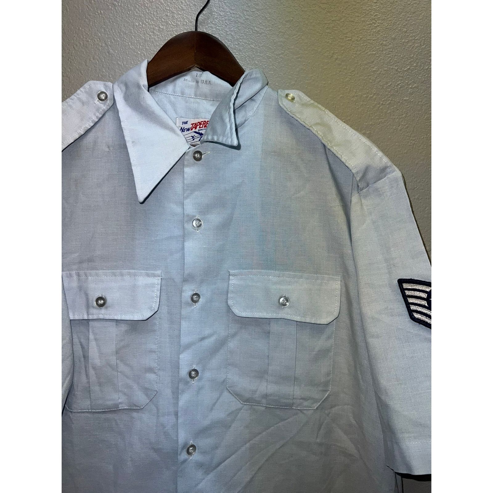 Vintage Vintage Air Force Shirt USAF 1580 Blue SS Epaulets 1983 Size US XL / EU 56 / 4 - 3 Thumbnail