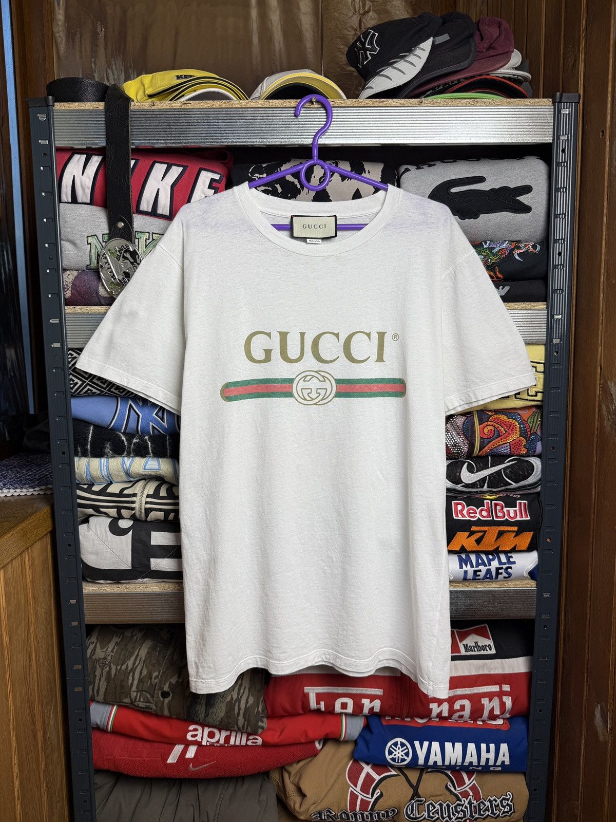 Gucci Gucci Big Logo White Tee Embroidered Flower Size US S / EU 44-46 / 1 - 1 Thumbnail