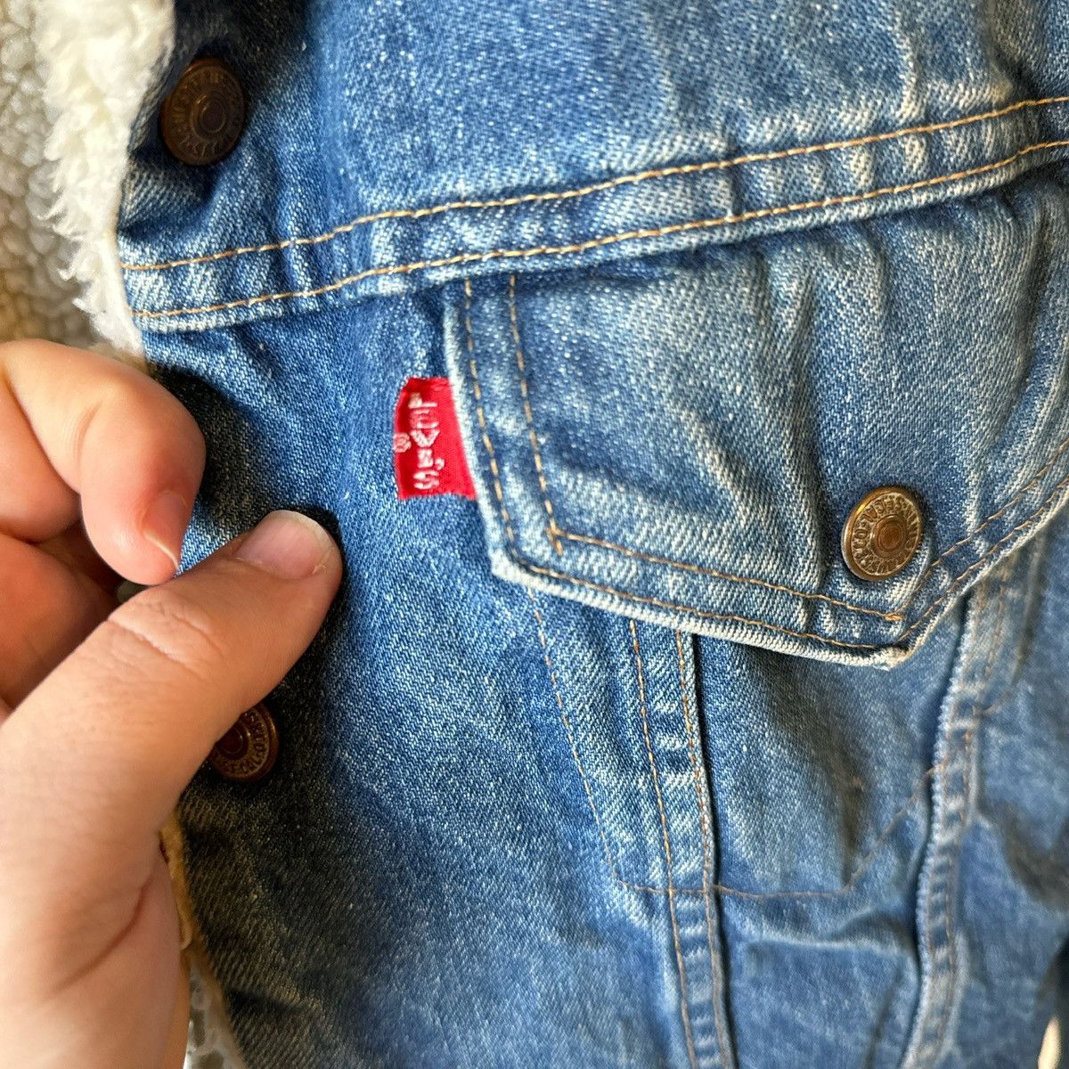 Levi's Rare Vintage 1970's Levi's Big E Sherpa Lined Trucker Jacket Size US XXS / EU 40 - 3 Thumbnail