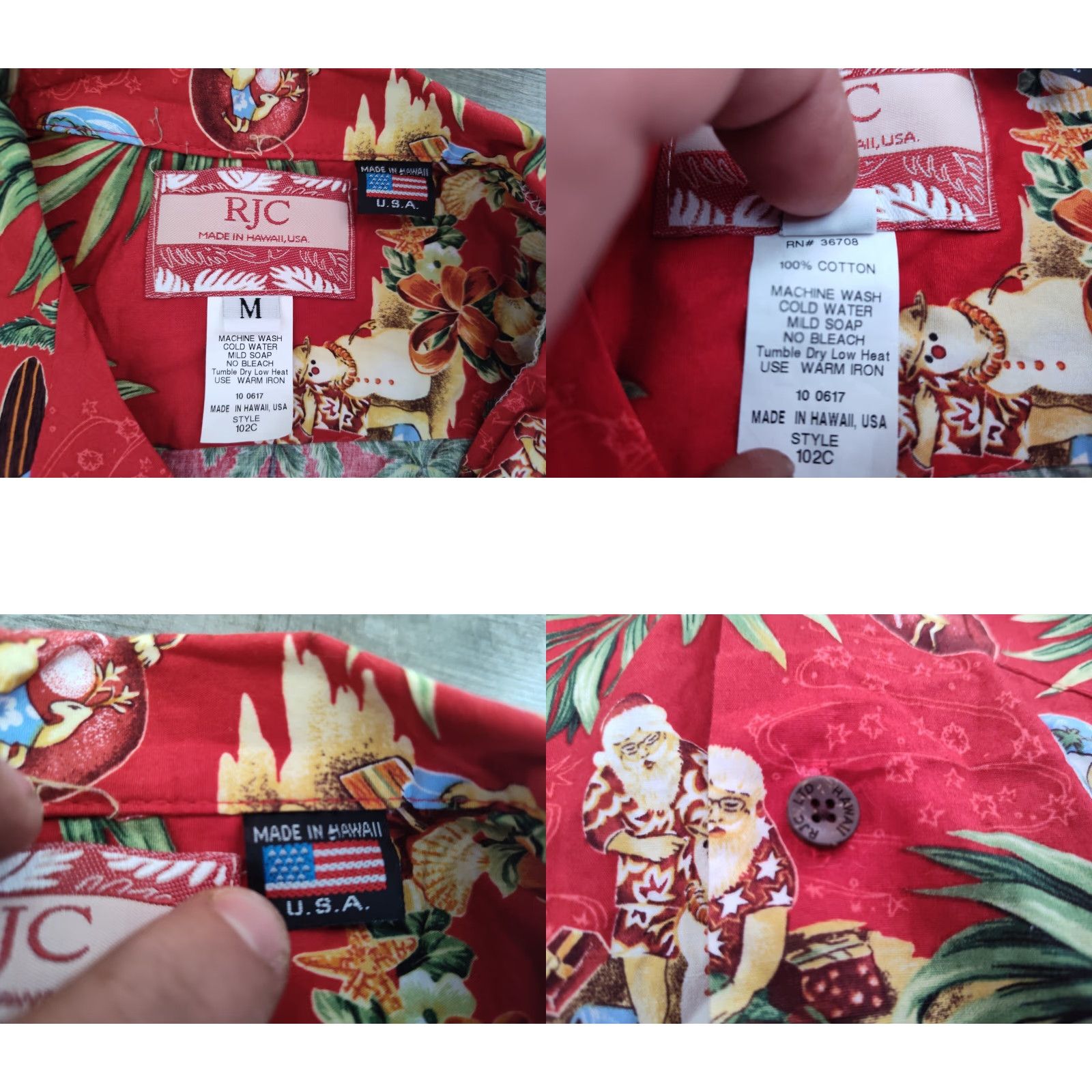 Vintage VINTAGE RJC Men's Hawaiian Shirt Short Sleeve Size M Tropical Floral Cotton Surfer Santa Claus Christmas Summer Fall Spring Made in USA Size US M / EU 48-50 / 2 - 8 Thumbnail