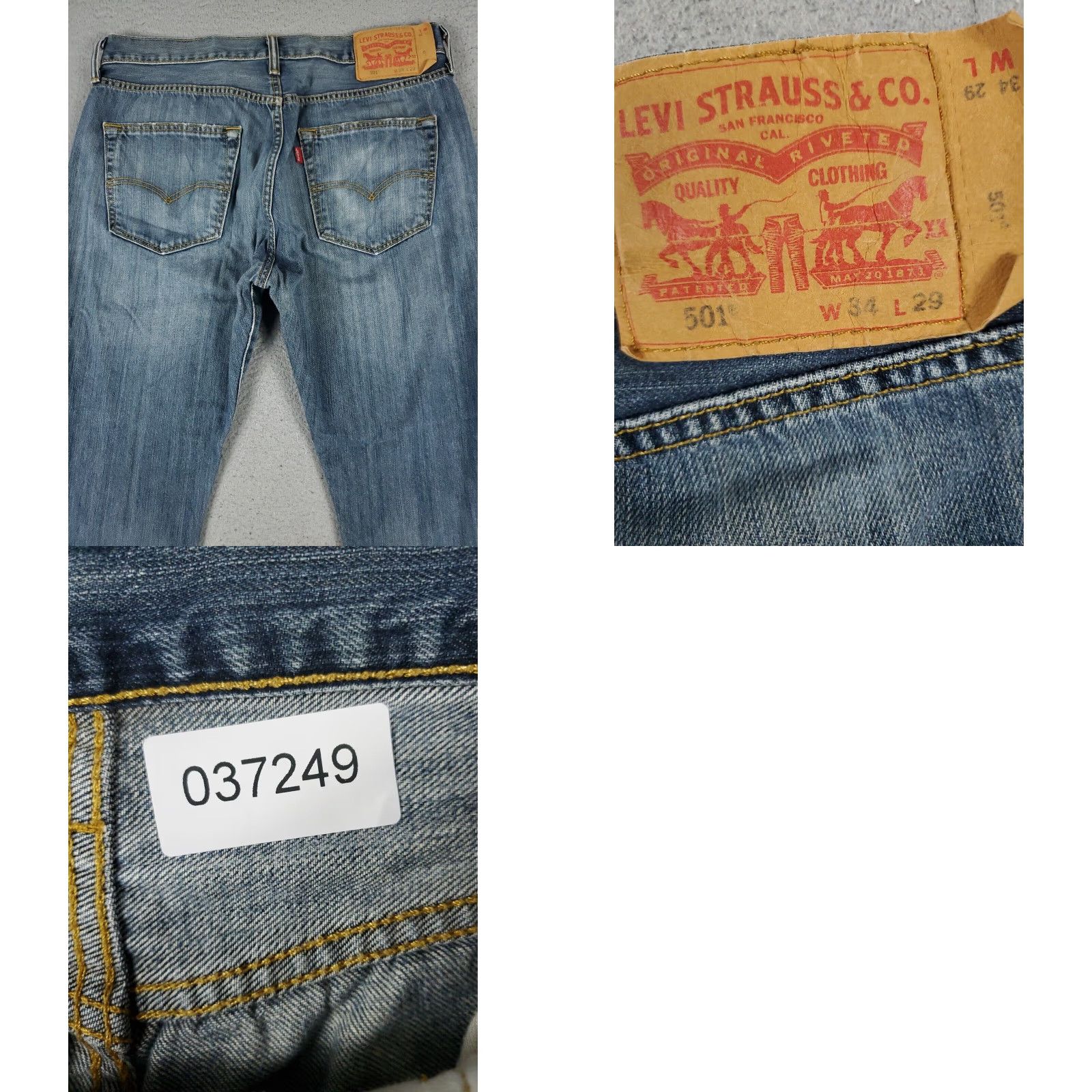 Levi's Levis 501 Mens Jeans Blue Straight Leg Denim Pants Size 34x29 Size US 34 / EU 50 - 8 Thumbnail