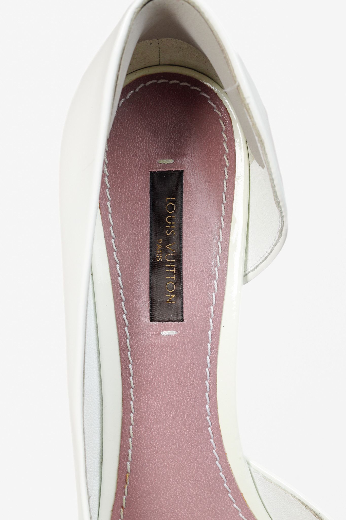 Louis Vuitton Louis Vuitton Apple White Patent Buckle-Bow Peep-Toe Pumps Size US 7 / IT 37 - 11 Thumbnail
