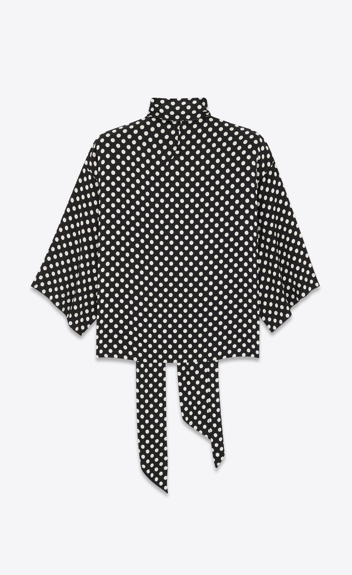 Saint Laurent Paris o1s1wg111124 Blouse in satin in Noir & White Size M / US 6-8 / IT 42-44 - 5 Thumbnail
