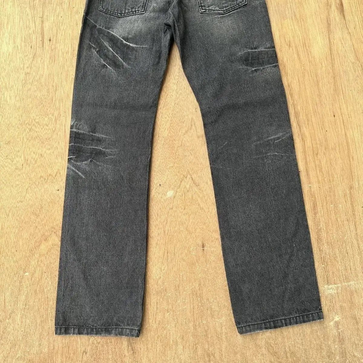 LOWBOX SICKS 🔥VINTAGE LOWBOX JEANS PUNK FLARE WASHED BLACK BONDAGE Size US 31 - 15 Thumbnail