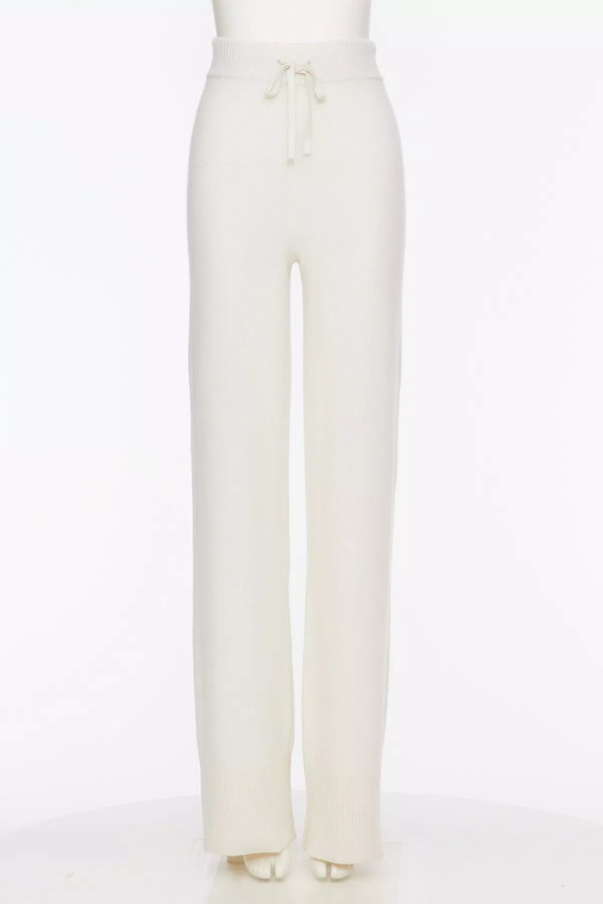 Valentino o1s1wg110426 Cashmere Trousers With Elastic Waistband Ivory Size 30" / US 8 / IT 44 - 1 Thumbnail