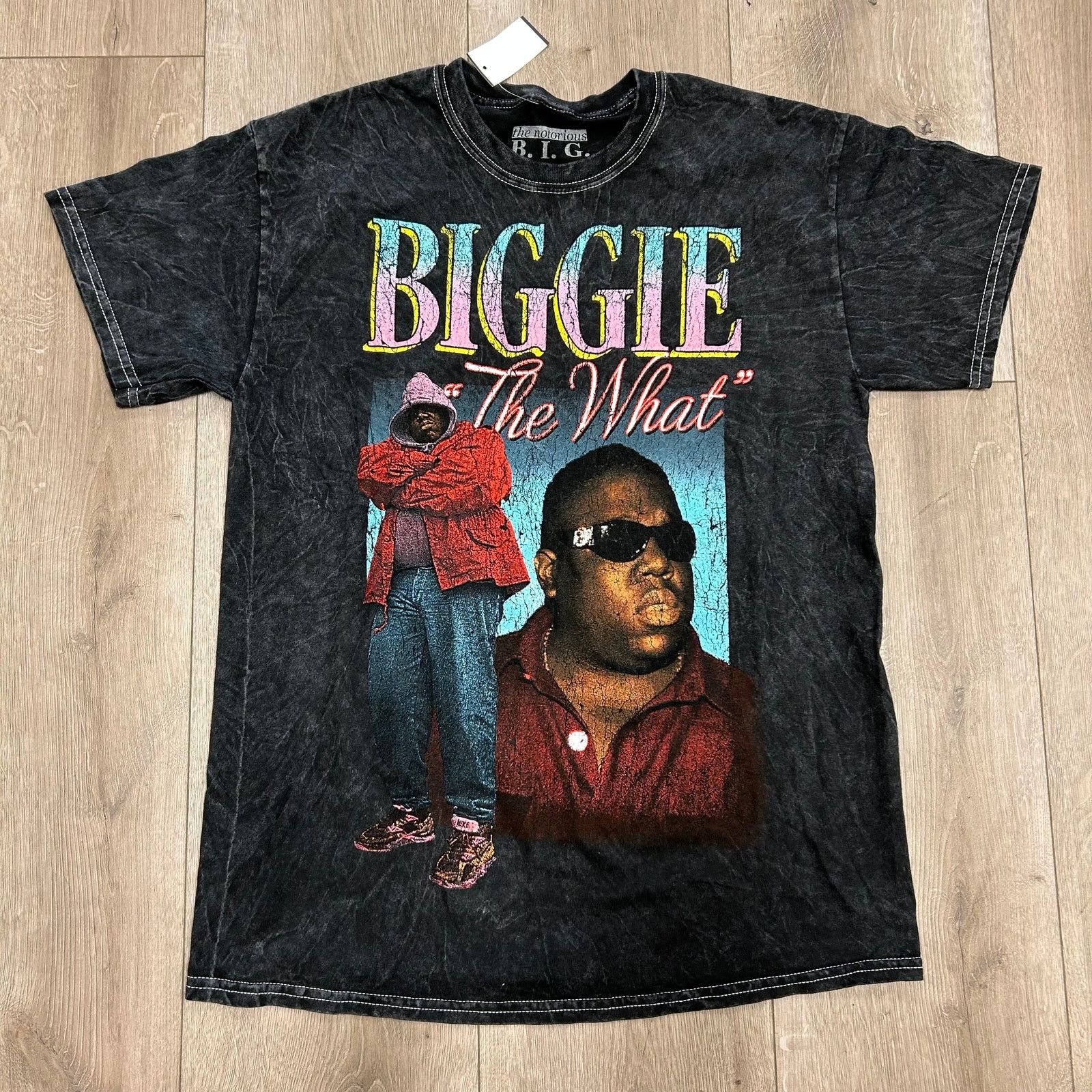 Vintage Biggie Smalls The What acid washed hip hop tee t shirt Size US M / EU 48-50 / 2 - 1 Thumbnail