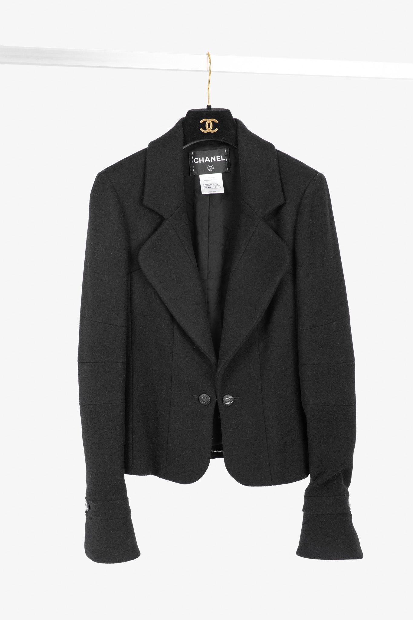 Chanel Chanel Black Wool-Blend Panelled Buttoned-Chain Blazer Size XS / US 0-2 / IT 36-38 - 1 Thumbnail