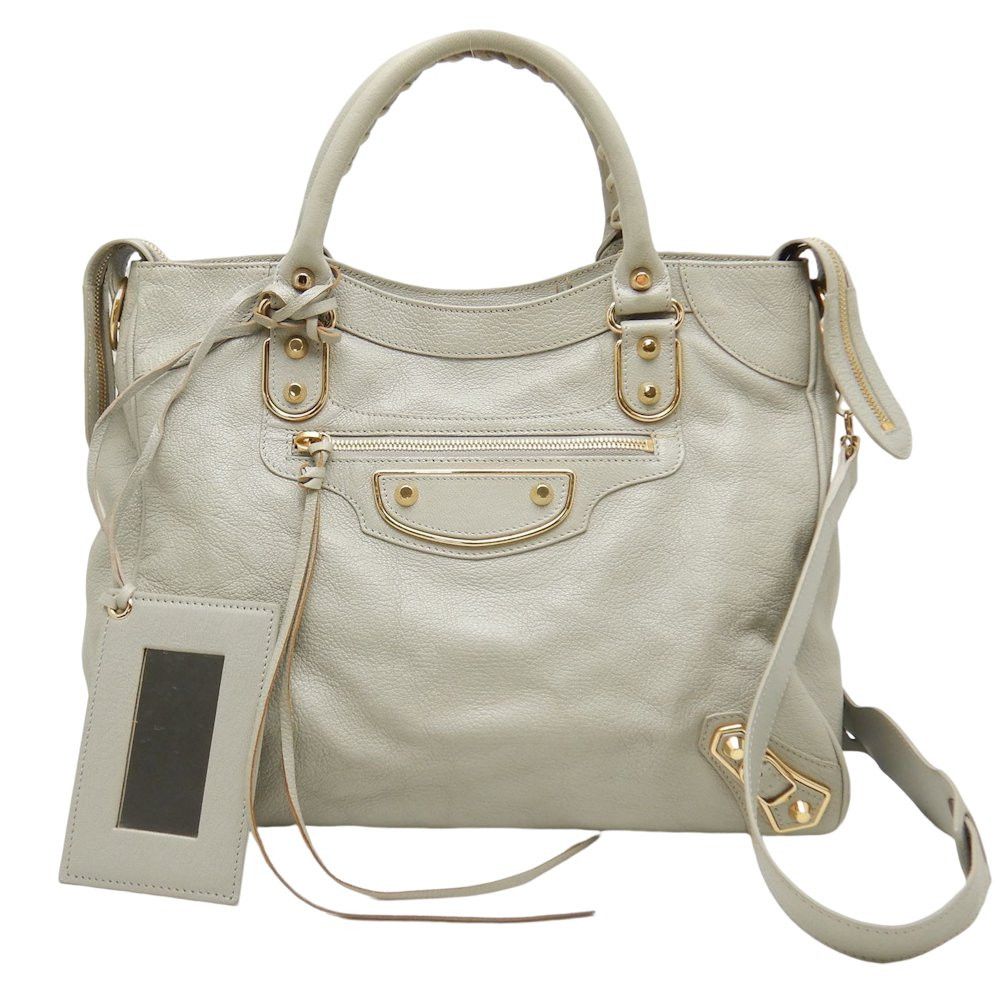 Balenciaga Classic Metallic Edge Velo 2way Bag Leather Gray