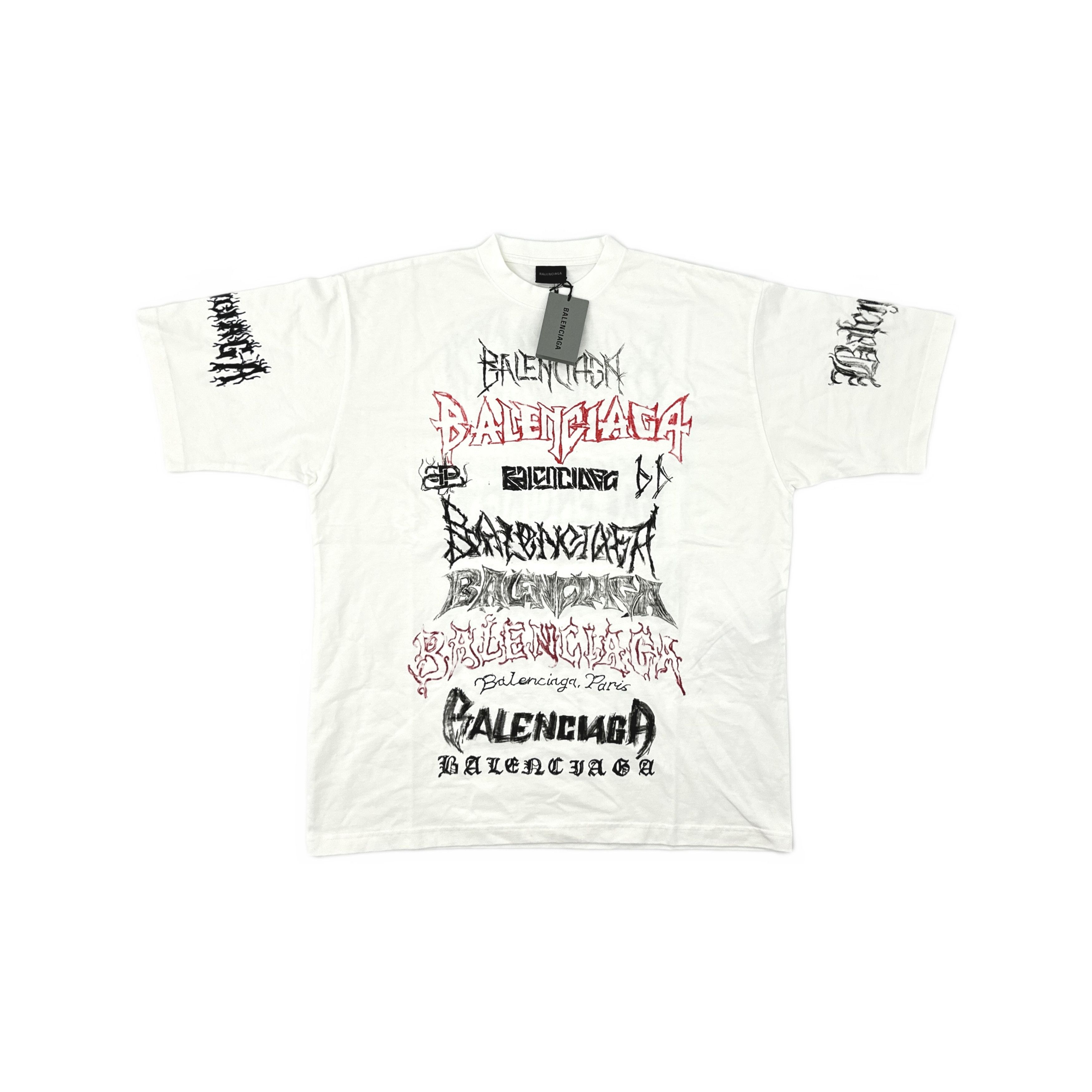 Balenciaga Balenciaga Logo Print T-Shirt White Size L Size US L / EU 52-54 / 3 - 1 Thumbnail