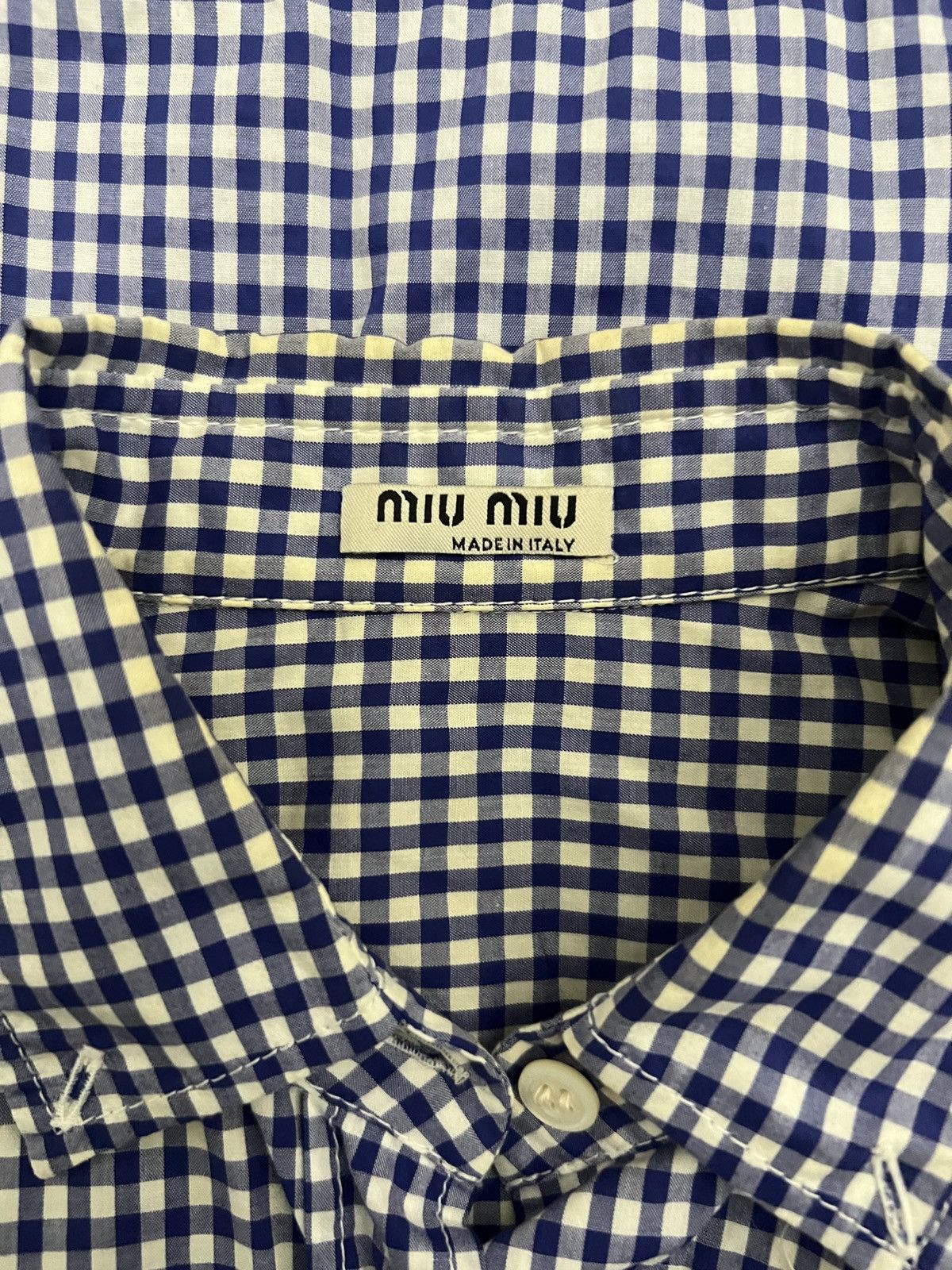 Miu Miu Miu Miu - Gingham Embroidered Logo Check Shirt Size S / US 4 / IT 40 - 9 Thumbnail