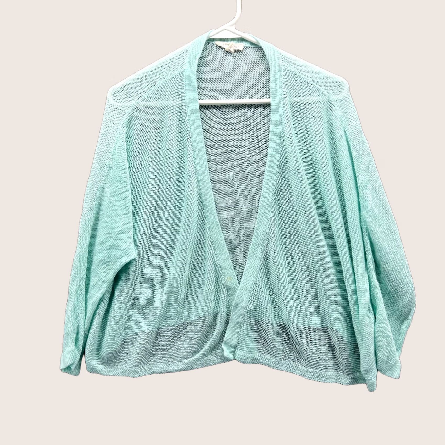 Eileen Fisher VINTAGE Eileen Fisher Cardigan Women XL Aqua Sheer Open Knit Lightweight Cover Up Teal Size XL / US 12-14 / IT 48-50 - 1 Thumbnail