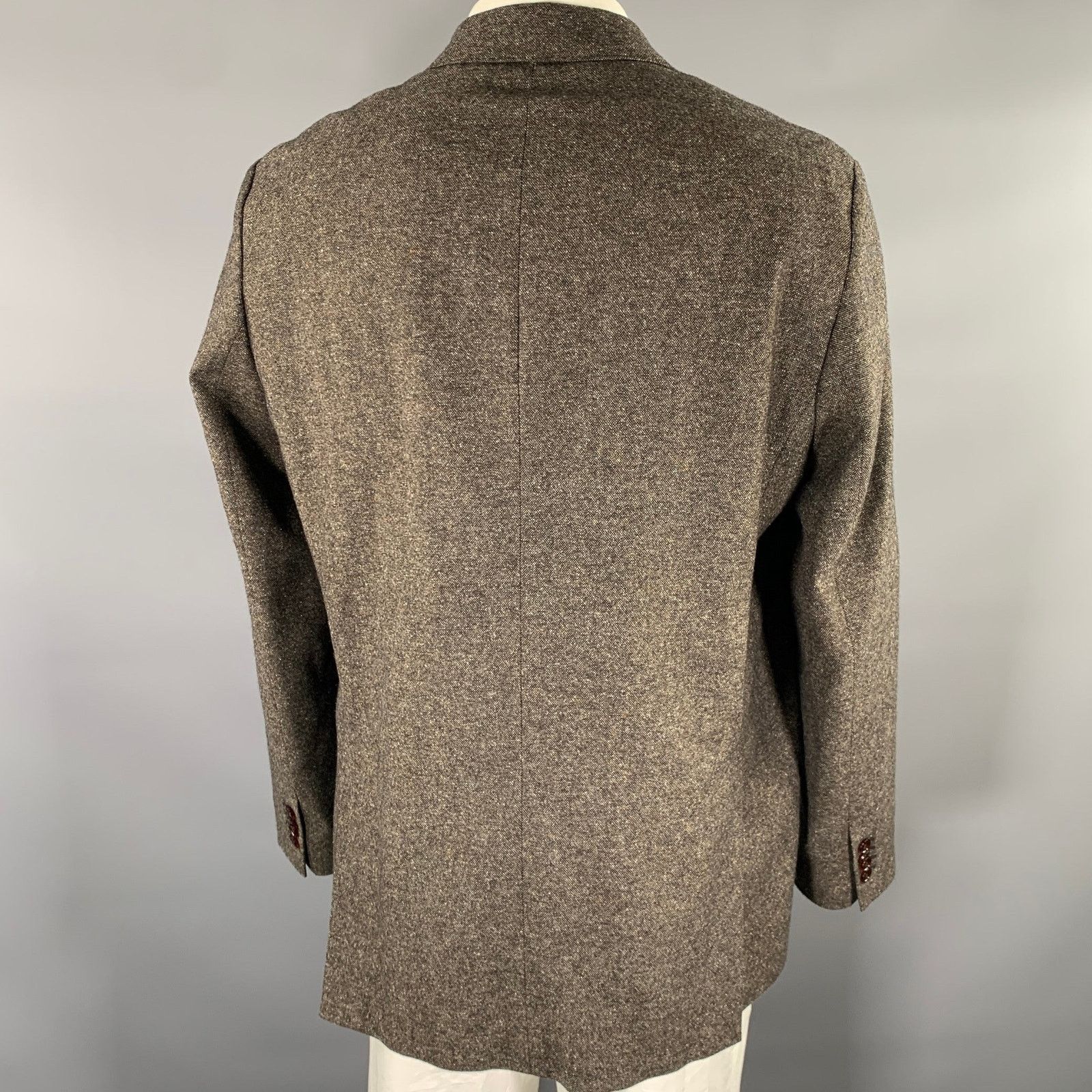 Acne Studios ACNE XL Brown White Heather Wool Blend Double Breasted Coat Size US XL / EU 56 / 4 - 4 Thumbnail