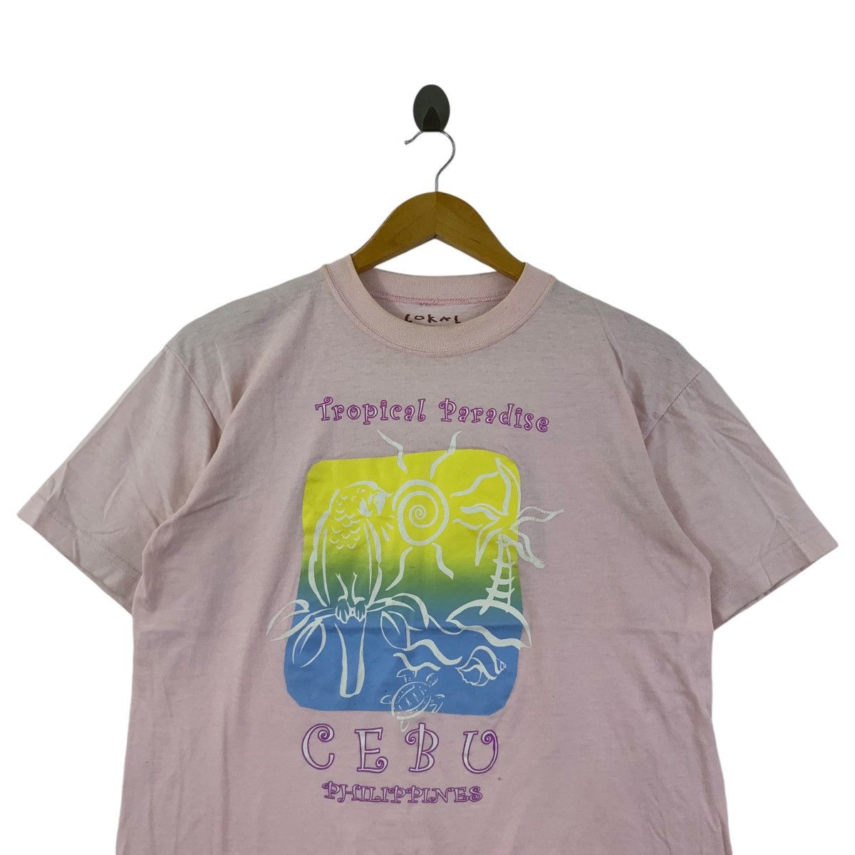 Vintage Vintage CEBU TROPICAL PARADISE Island Tee Shirt Top Pink Size M / US 6-8 / IT 42-44 - 2 Thumbnail