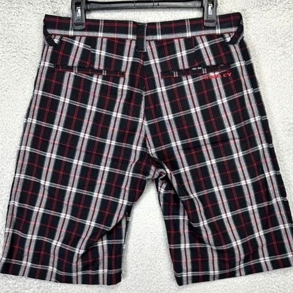 Oakley Oakley Shorts Mens 32 Black Red Plaid Khaki Chino Flat Front Embroidered Stretch Size US 32 / EU 48 - 2 Thumbnail
