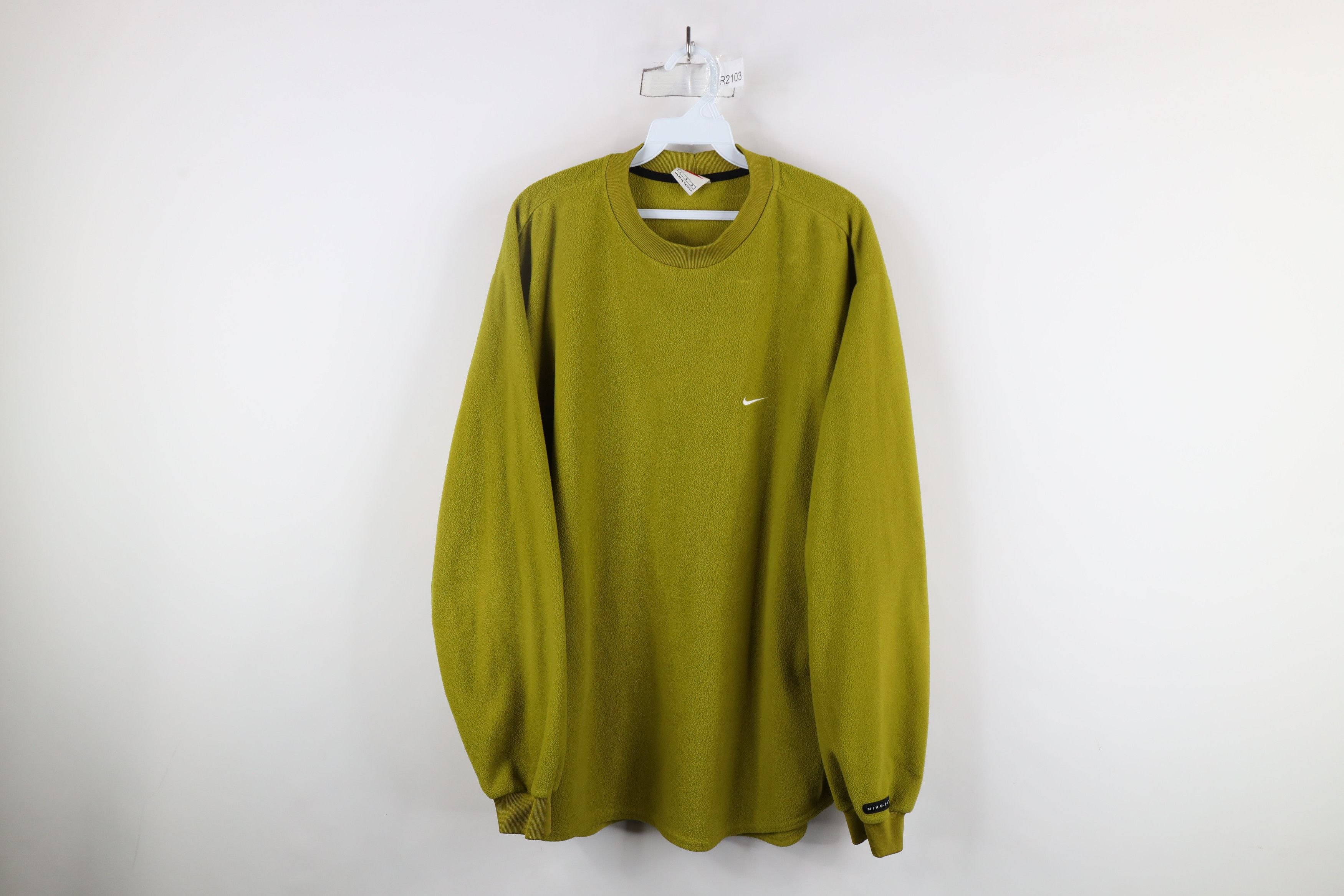 Nike × Vintage Vintage 90s Nike Mini Swoosh Fleece Sweatshirt Green Size US L / EU 52-54 / 3 - 1 Thumbnail