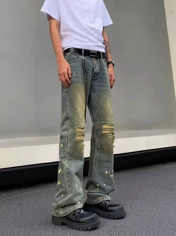 VIBE Retro nostalgic washed ripped jeans with splashes of ink Size US 32 / EU 48 - 6 Thumbnail