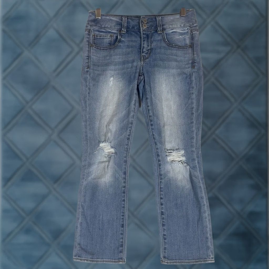 American Eagle Outfitters American Eagle Artist Crop Stretch Jeans Women's Size 0 Regular Light Wash AEO Jeans Size 25" / US 0 / IT 36 - 1 Thumbnail