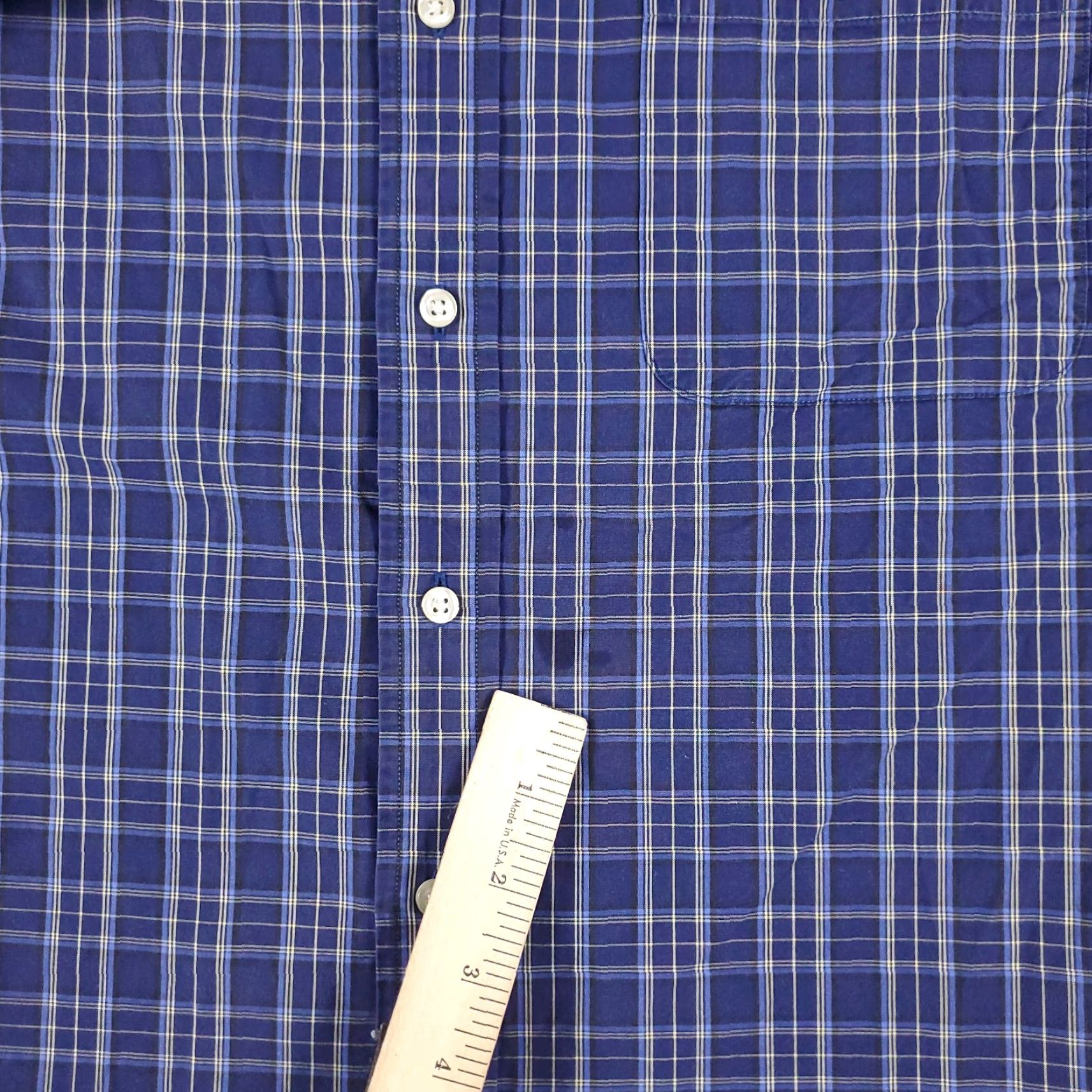 Tommy Hilfiger VINTAGE Tommy Hilfiger Shirt Mens 15.5 Blue Plaid Dress Shirt Long Sleeve Professional Casual Button Up Navy Blue Size 40R - 3 Thumbnail
