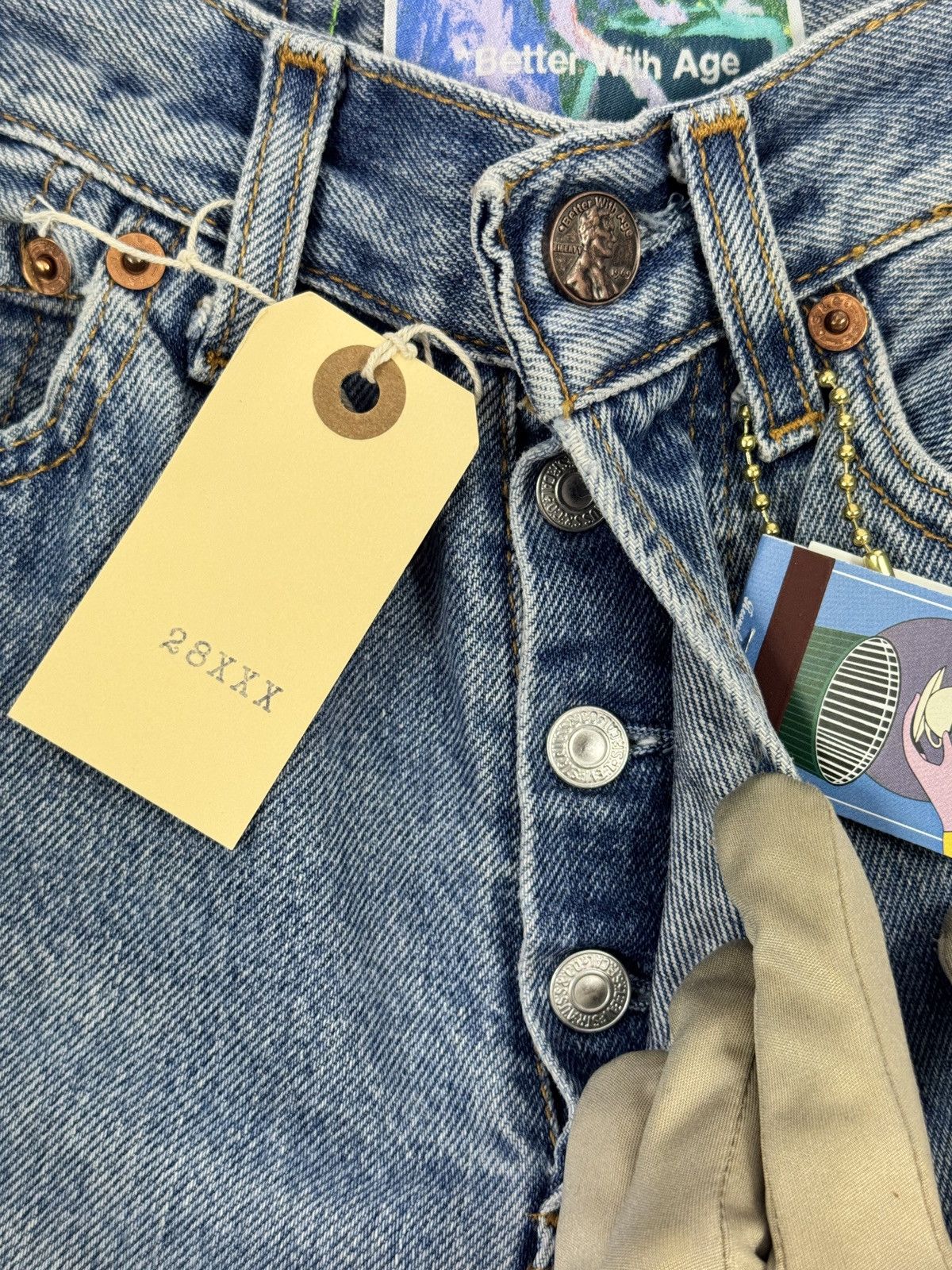 Better With Age GENTLEMENT’S PATCH WORK TRIPLE WIDE LONG DENIM SHORTS Size US 28 / EU 44 - 4 Thumbnail