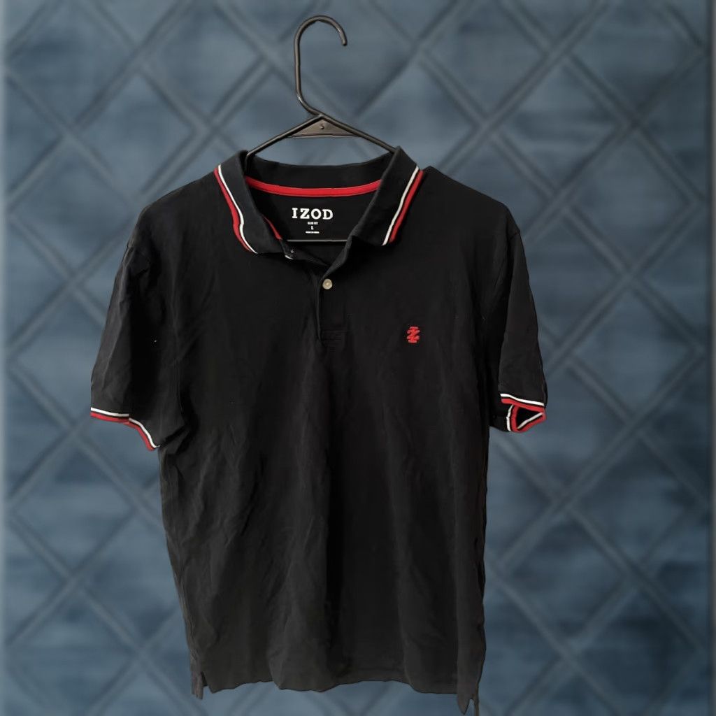 Izod IZOD Men's Golf Polo Shirt Large Black Wash Casual Slim Fit Polo Shirt Golf Classic IZOD Brand Men's African? Size US L / EU 52-54 / 3 - 1 Thumbnail