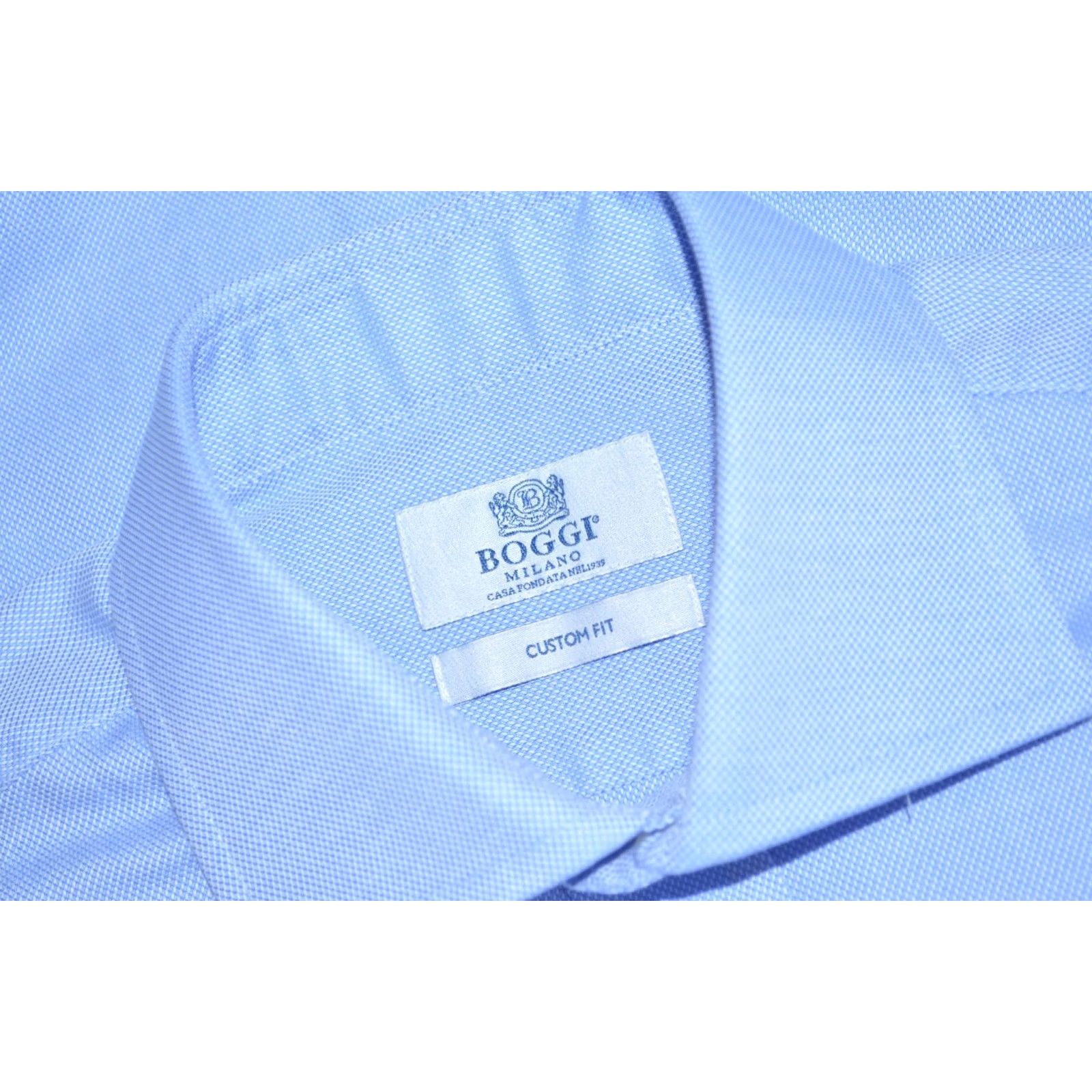Vintage Boggi Milano Custom Fit Men's Light Blue Cotton Oxford Dress Shirt 39 15.5 Shirt Men Blue Oxford Dress Shirt Mens 15.5 (Regular) Size 42R - 3 Thumbnail